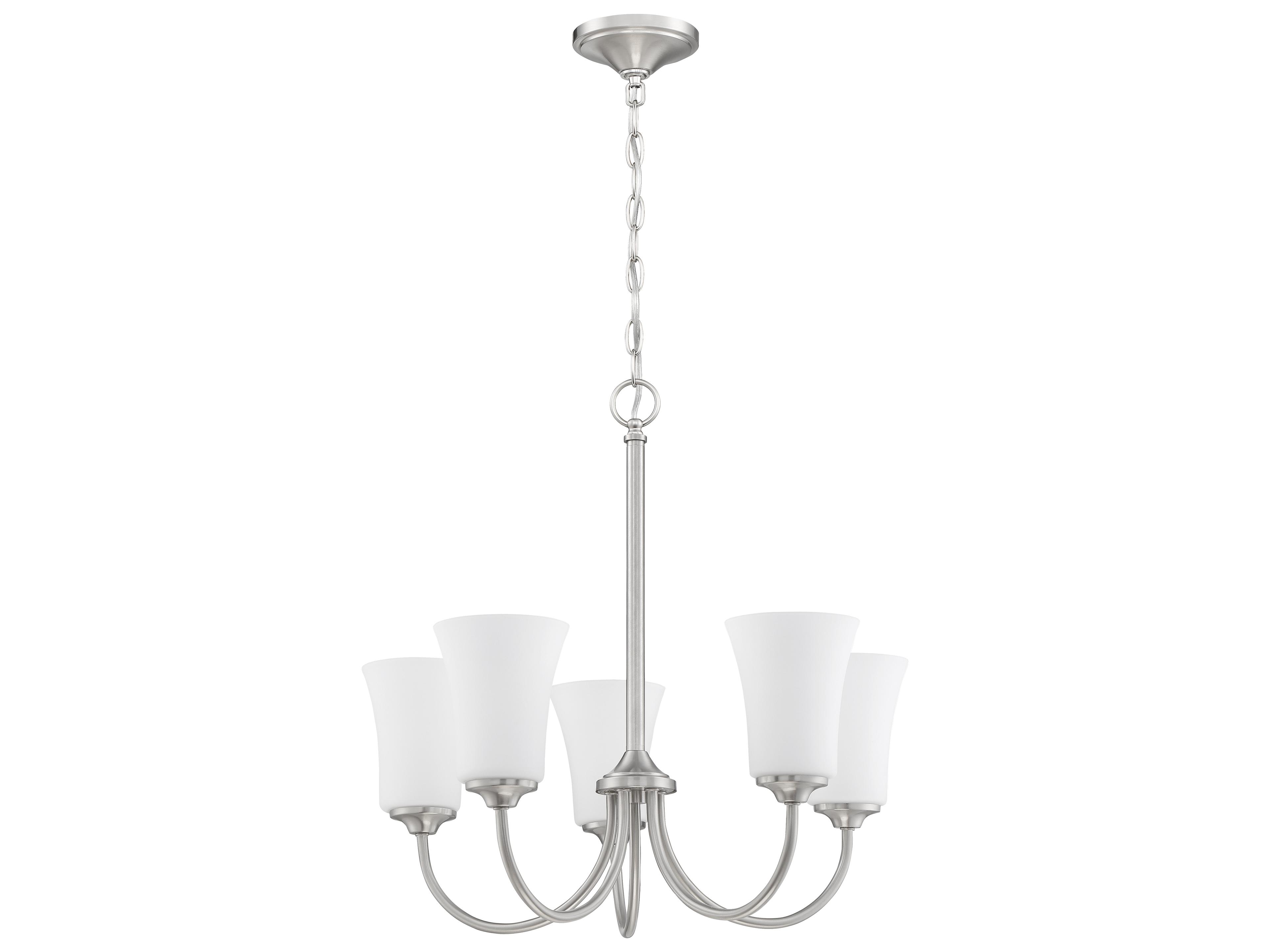 Gwyneth 5-Light Brushed Polished Nickel Glass Bell Chandelier