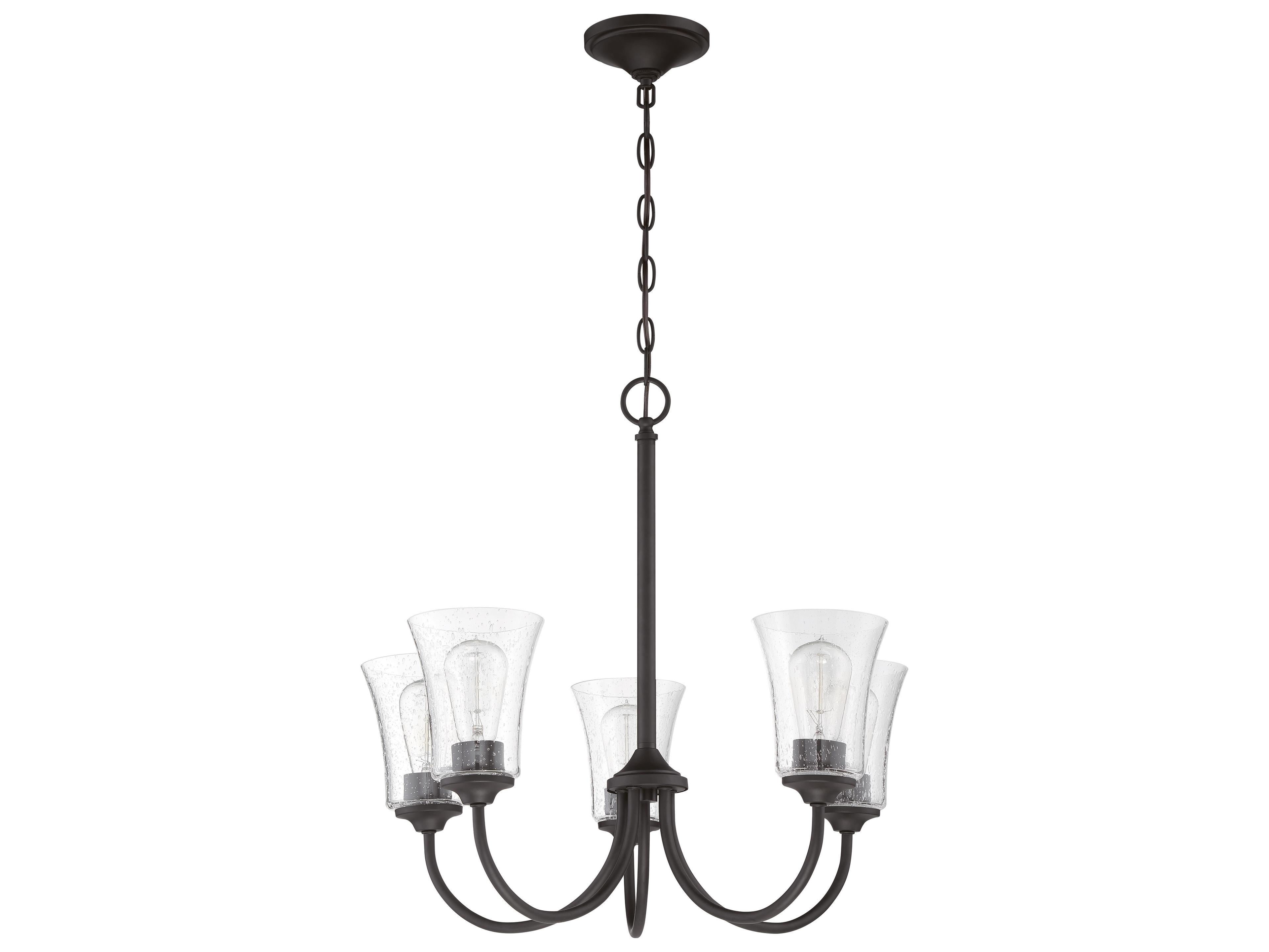 Gwyneth 5-Light Flat Black Glass Bell Chandelier