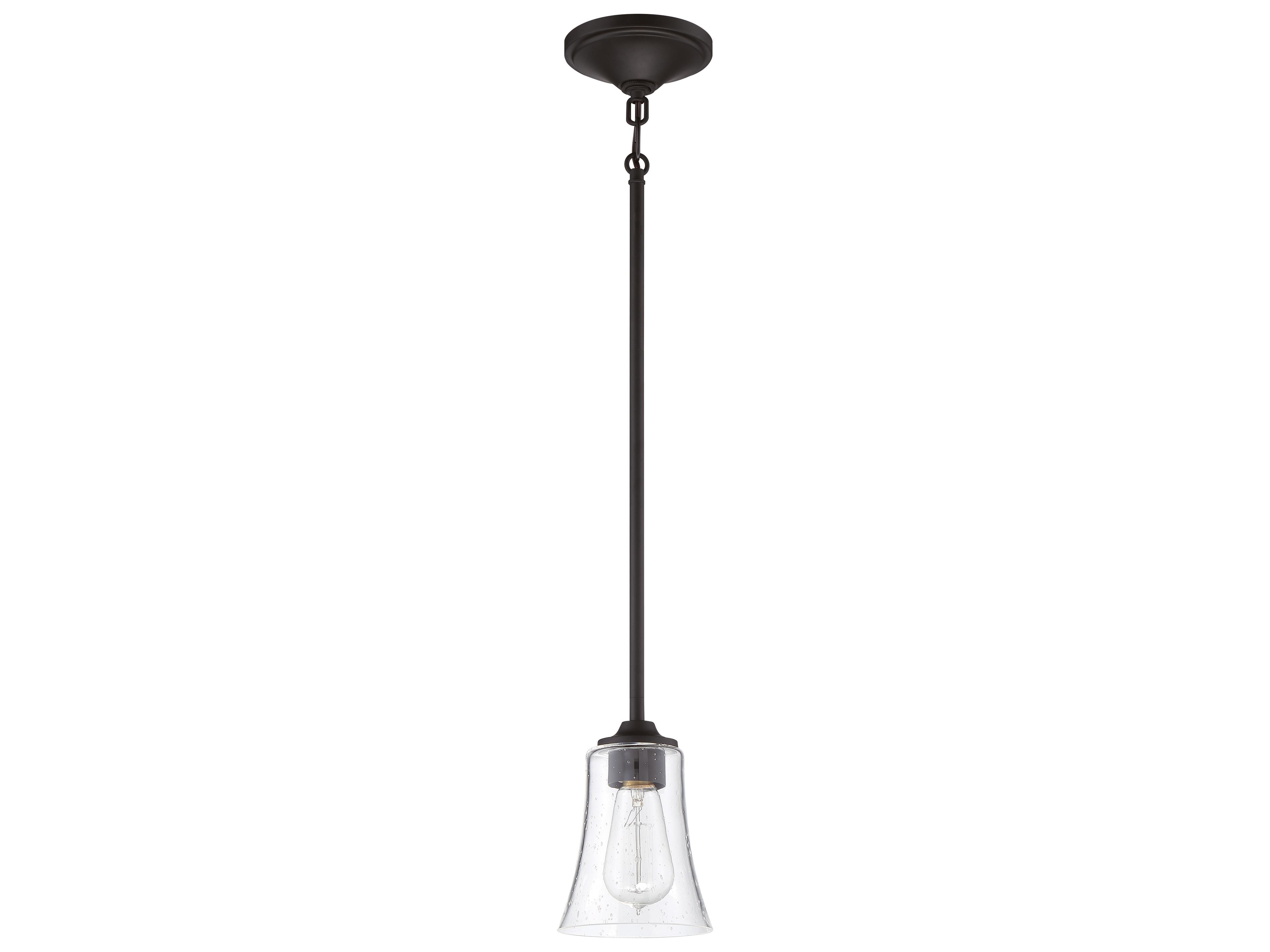 Gwyneth 1-Light Flat Black Glass Bell Mini Pendant