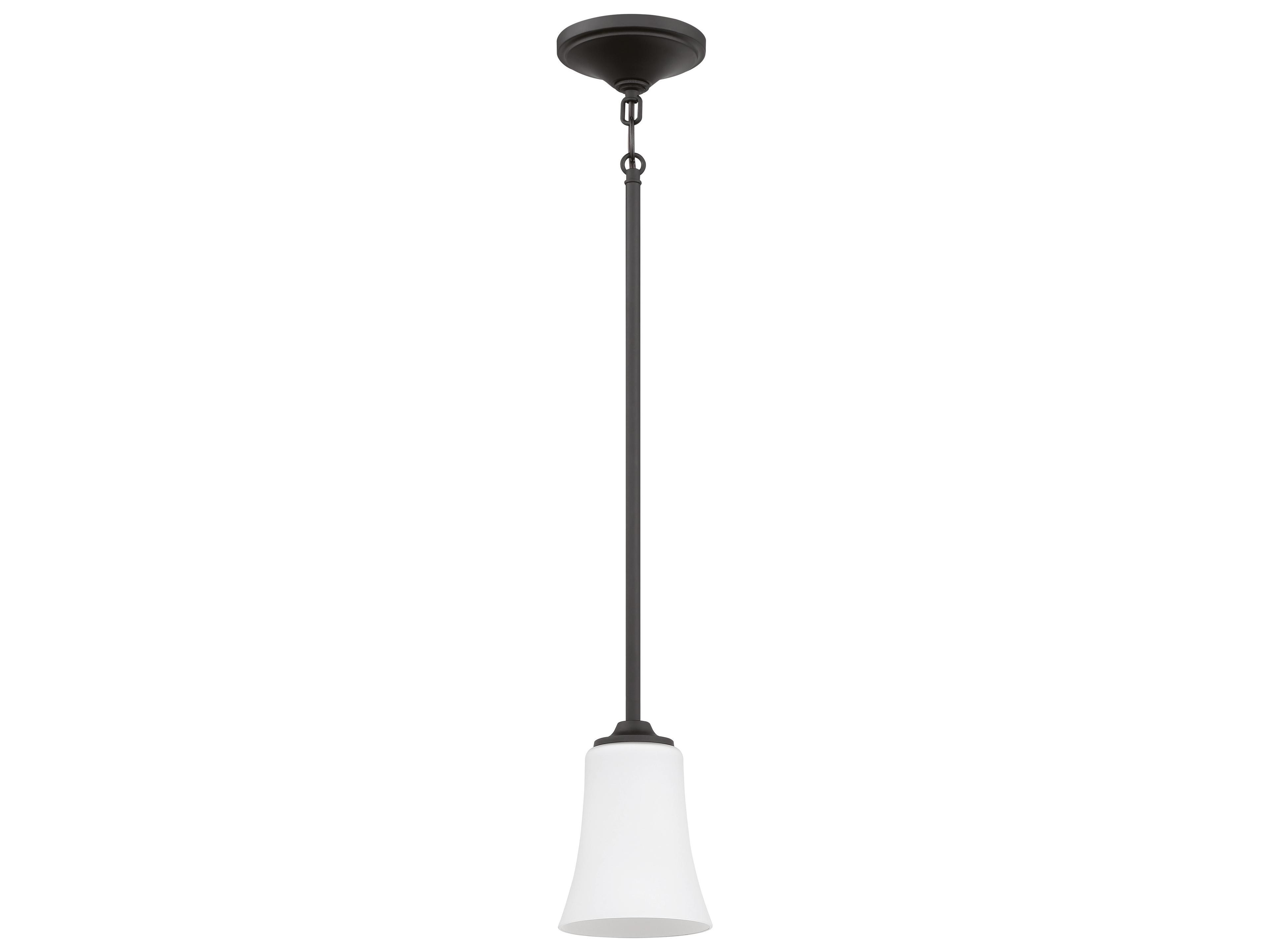 Gwyneth 1-Light Flat Black Glass Bell Mini Pendant