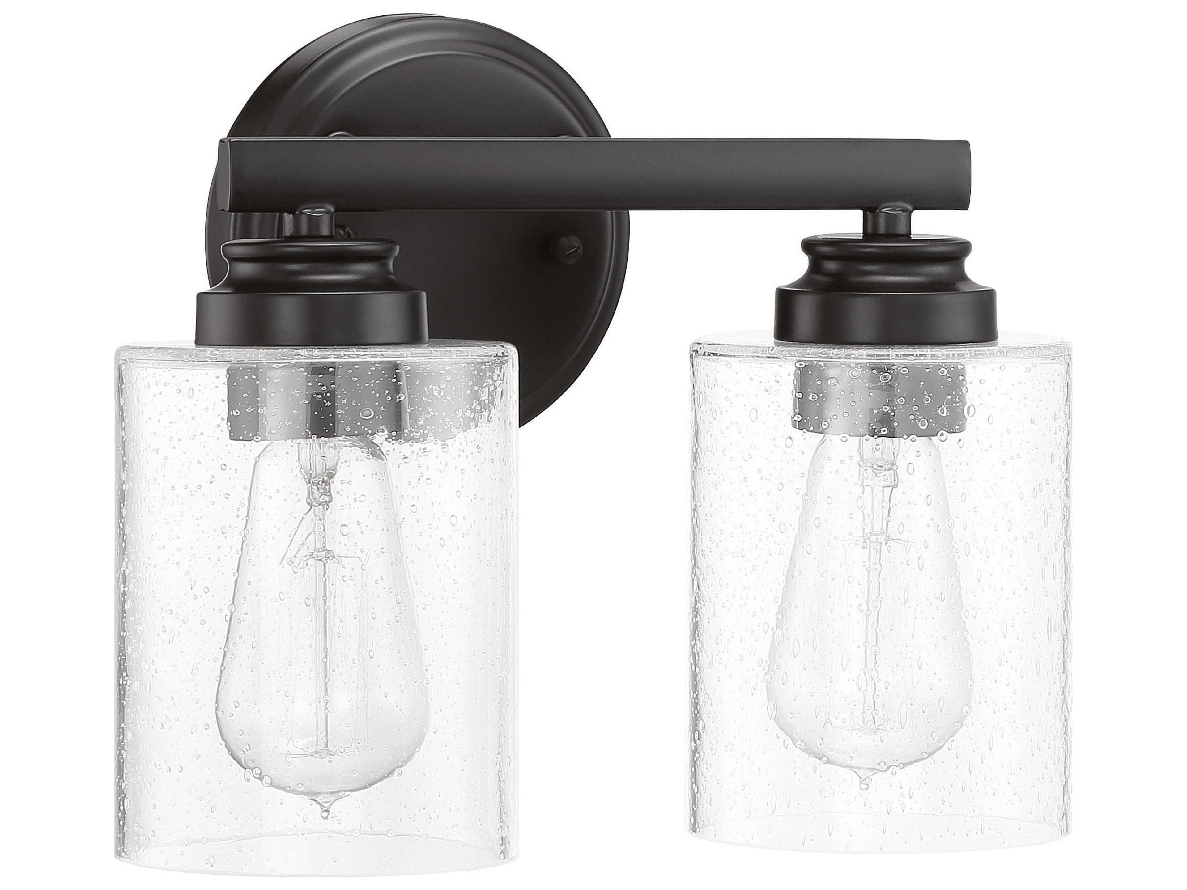 Bolden 2-Light Flat Black Glass Vanity Light