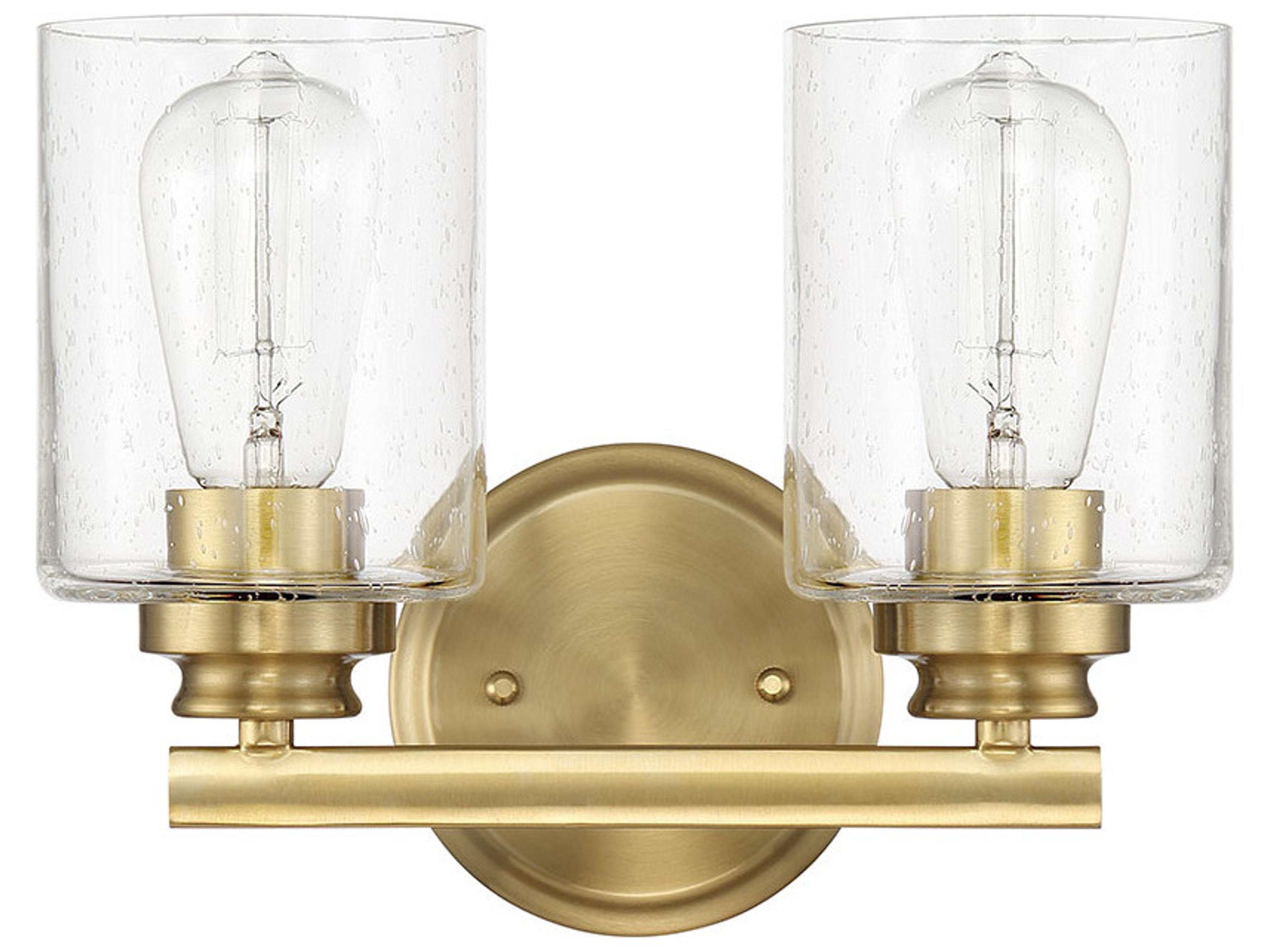 Craftmade Bolden 2-Light Satin Brass Glass Vanity Light