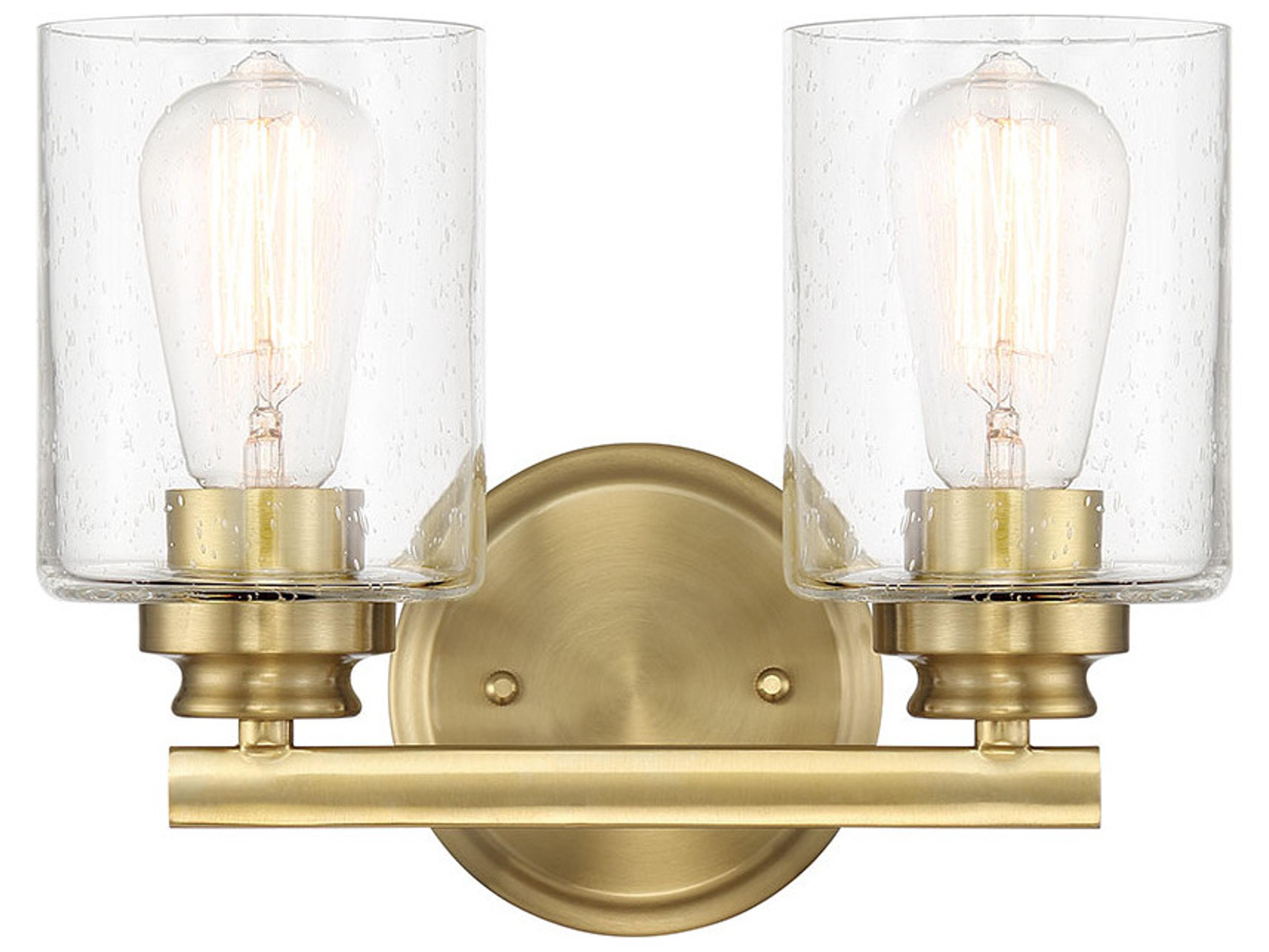Craftmade Bolden 2-Light Satin Brass Glass Vanity Light