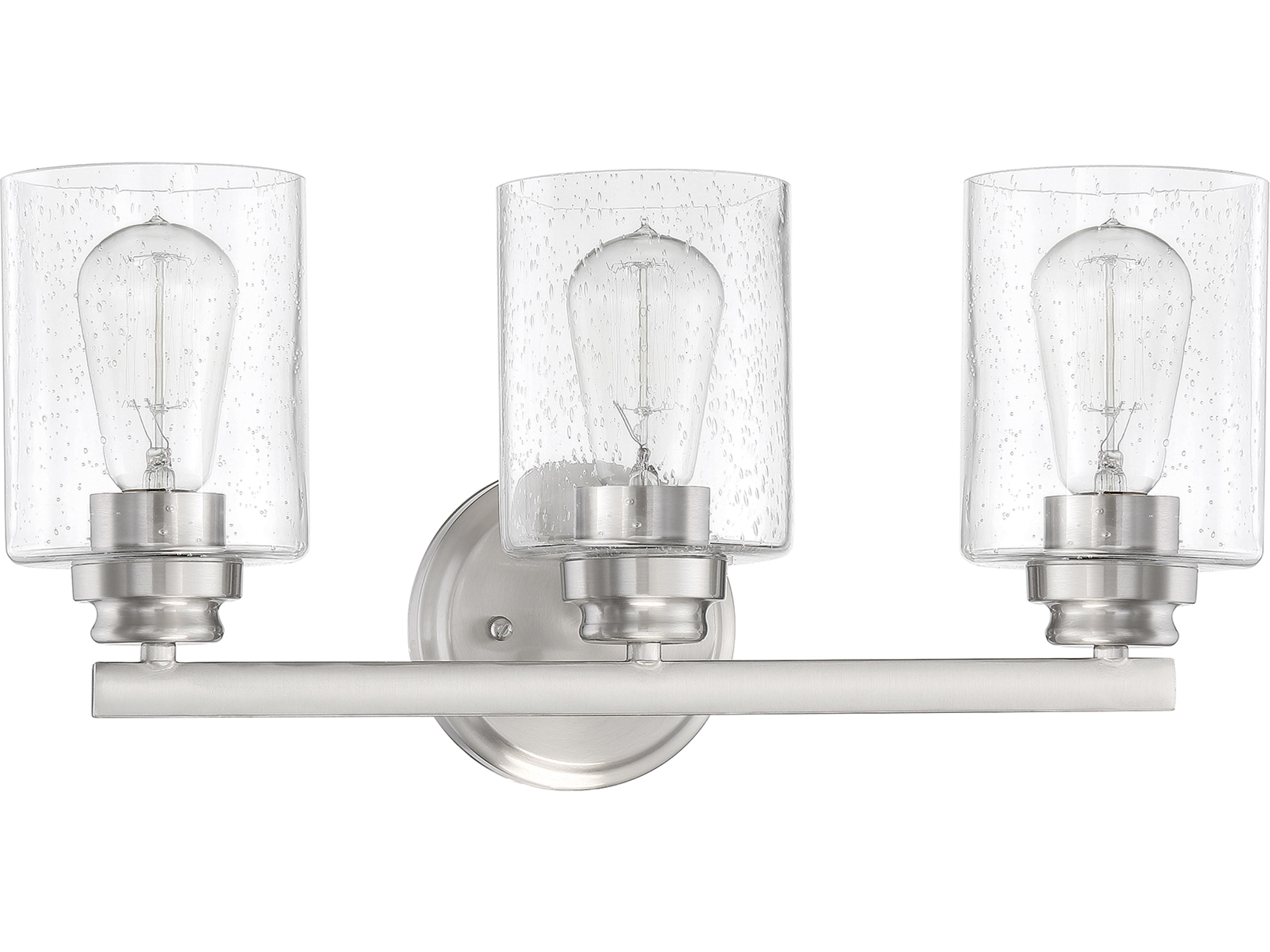 Bolden 3-Light Brushed Polished Nickel Glass Vanity Light