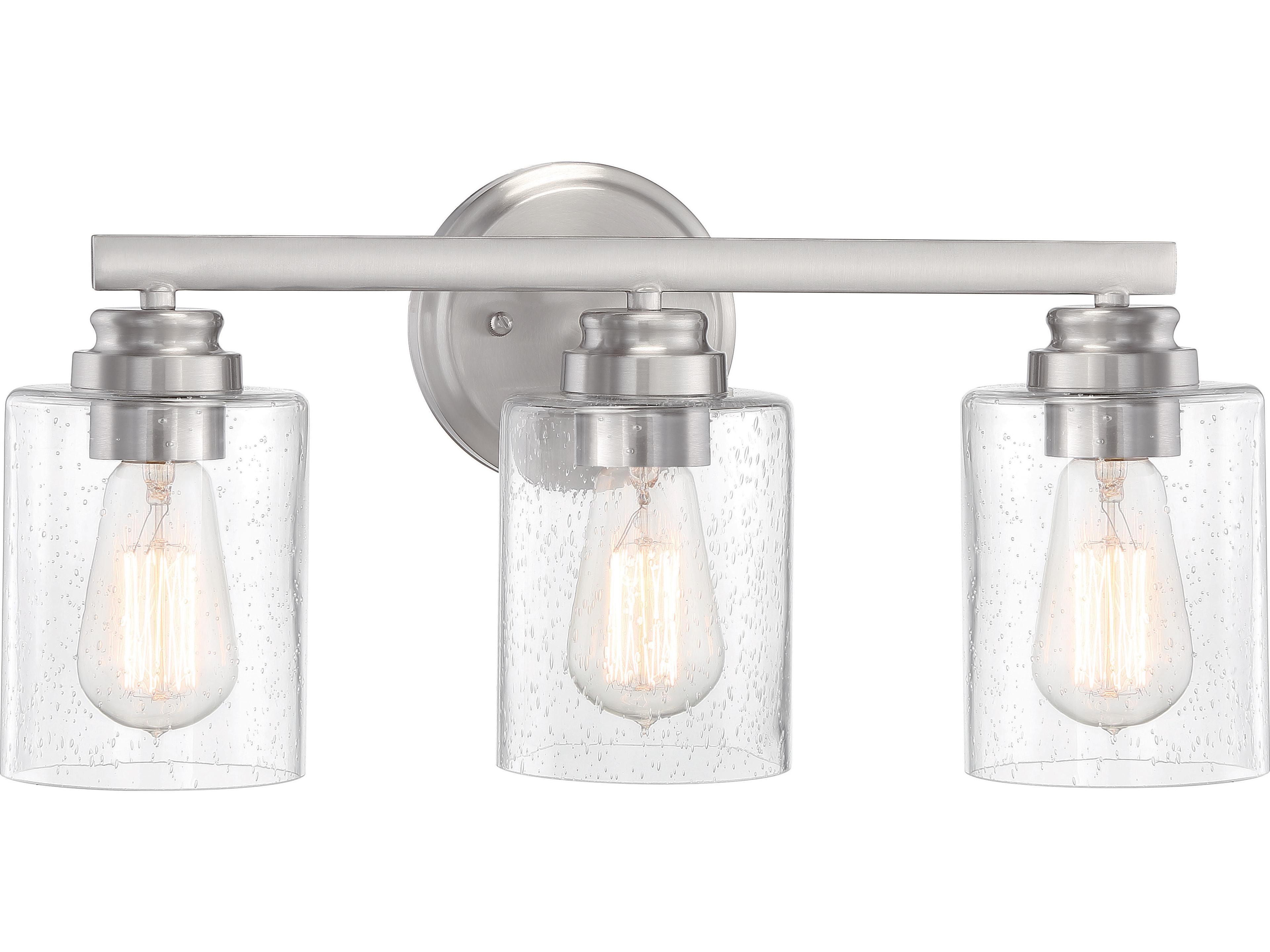 Craftmade Bolden 3-Light Brushed Polished Nickel Glass Vanity Light