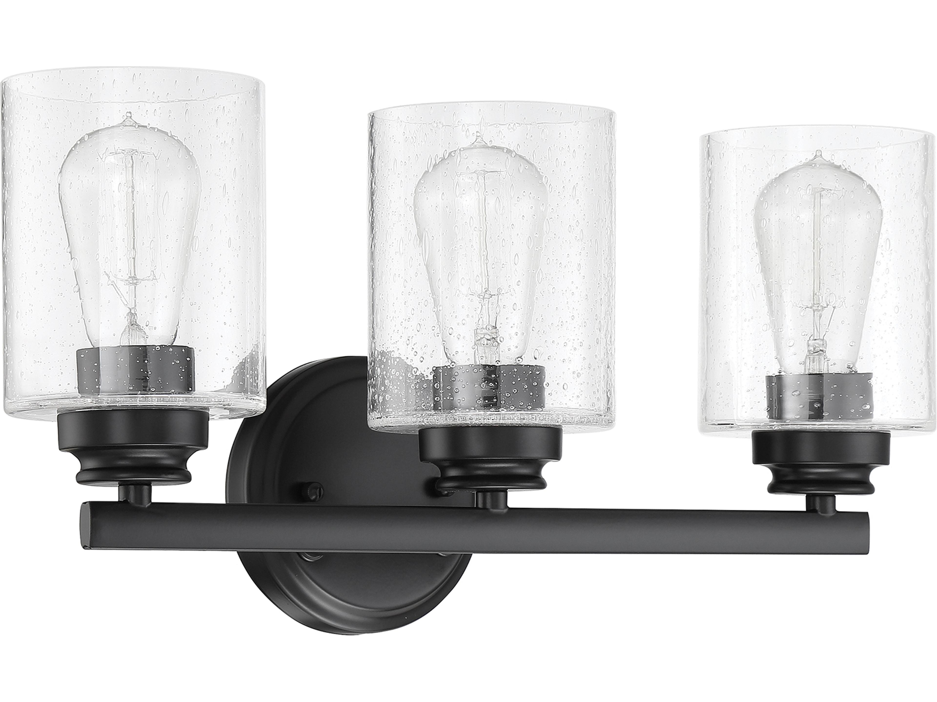 Bolden 3-Light Flat Black Glass Vanity Light
