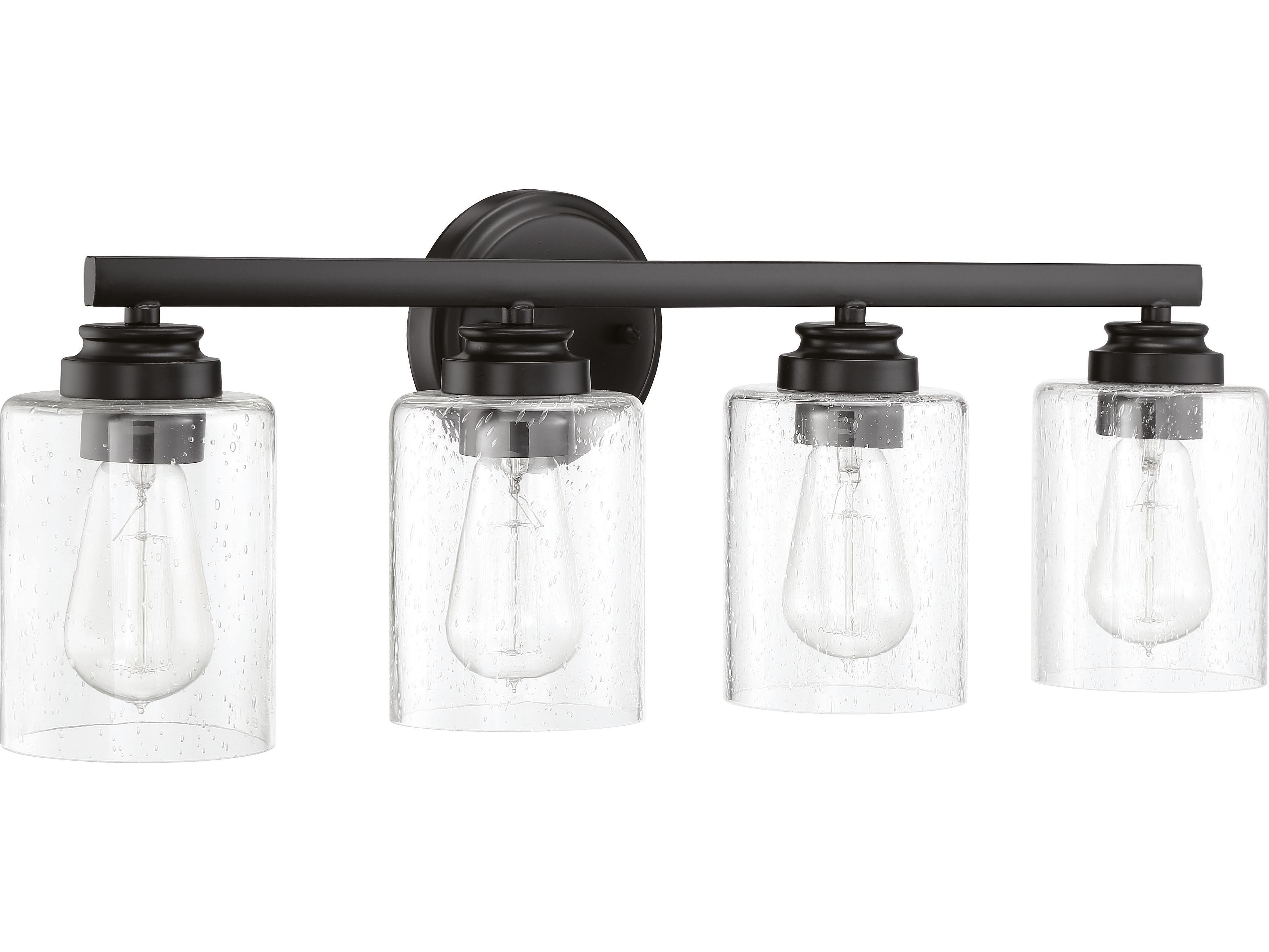 Bolden 4-Light Flat Black Glass Vanity Light