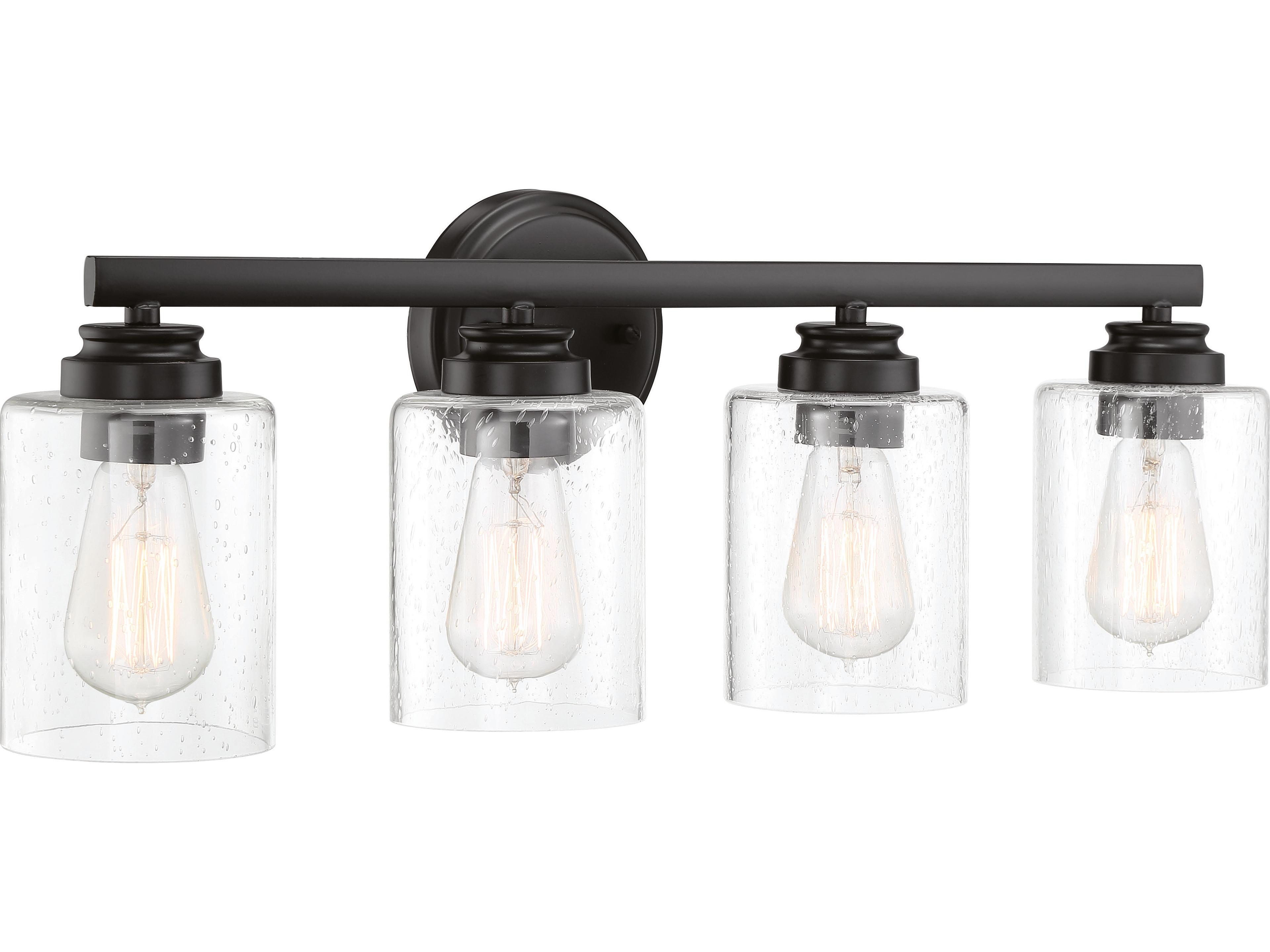 Craftmade Bolden 4-Light Flat Black Glass Vanity Light