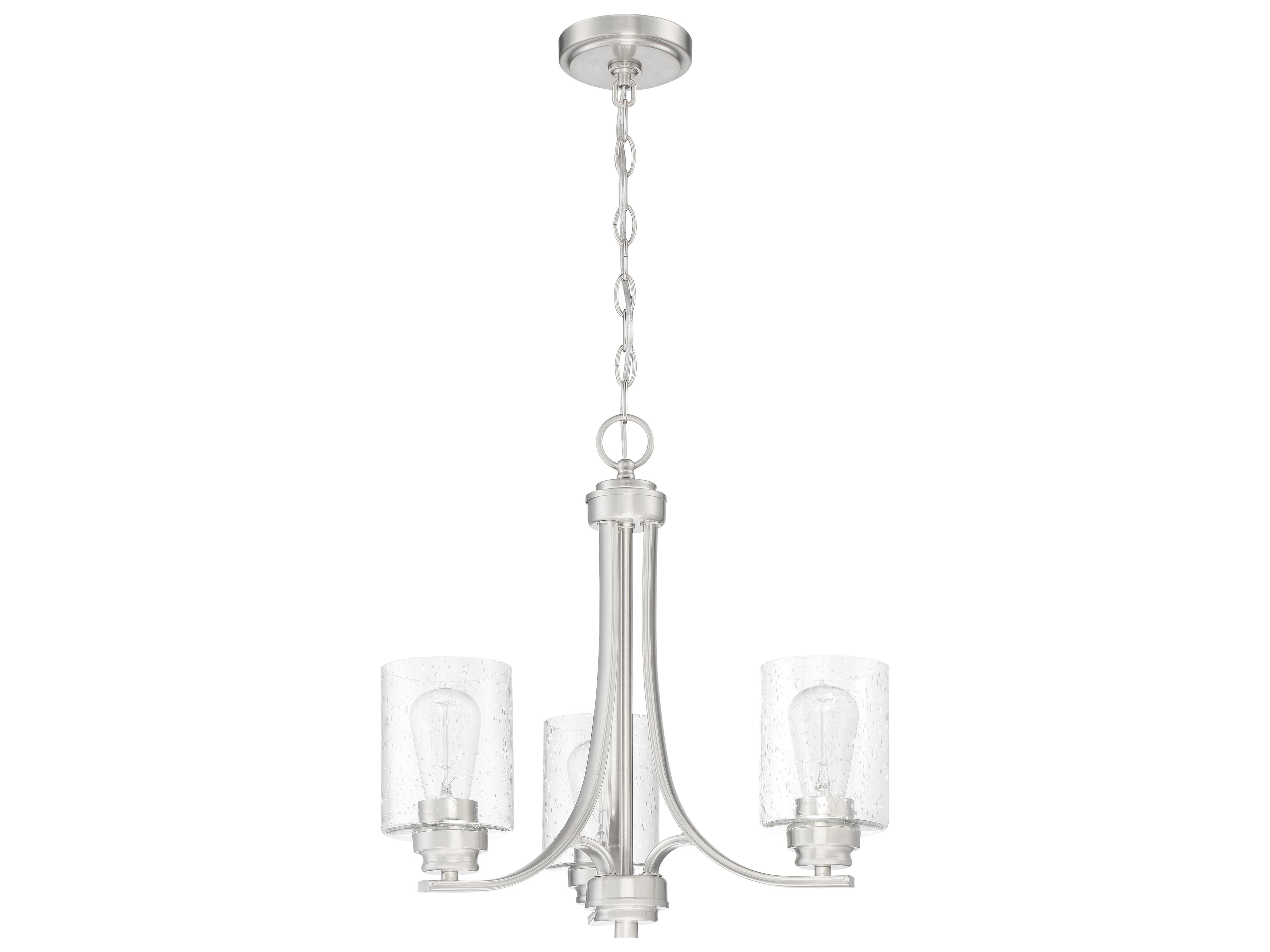 Bolden 3-Light Brushed Polished Nickel Glass Cylinder Chandelier
