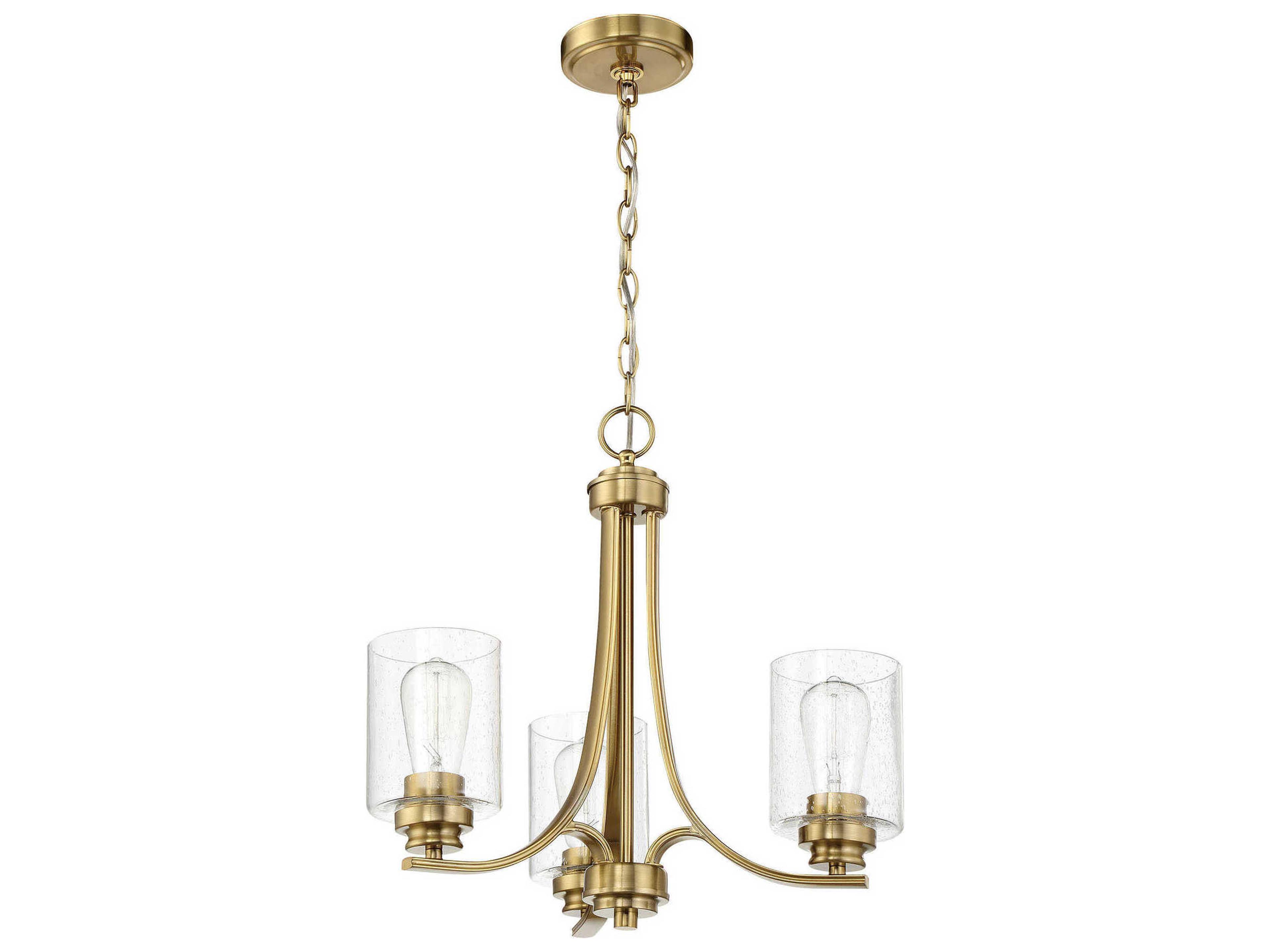 Bolden 3-Light Satin Brass Glass Cylinder Chandelier