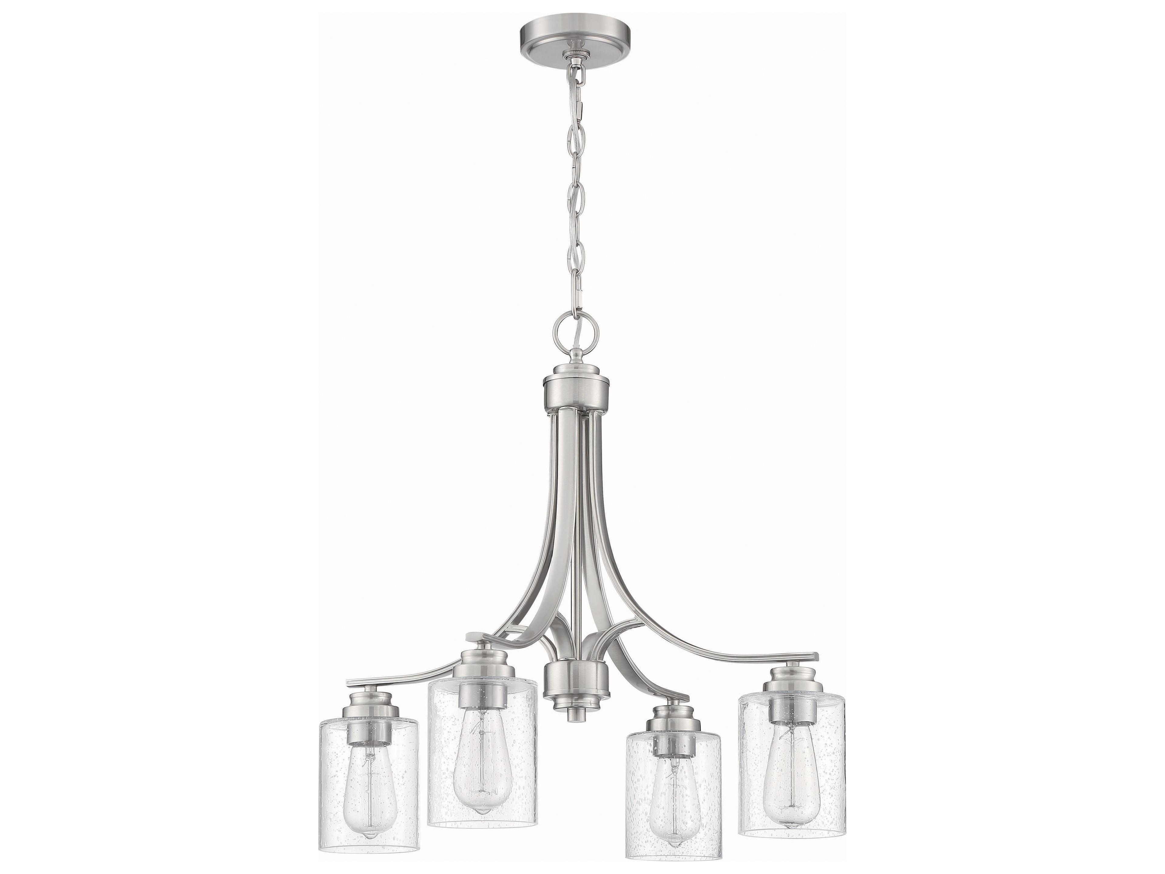 Bolden 4-Light Brushed Polished Nickel Glass Cylinder Chandelier