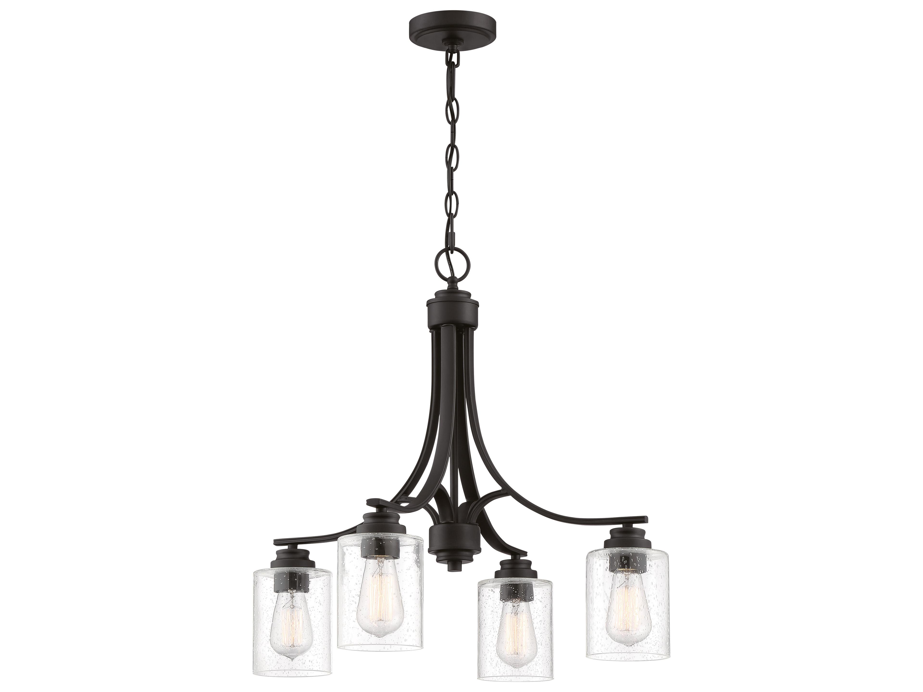 Bolden 4-Light Flat Black Glass Cylinder Chandelier