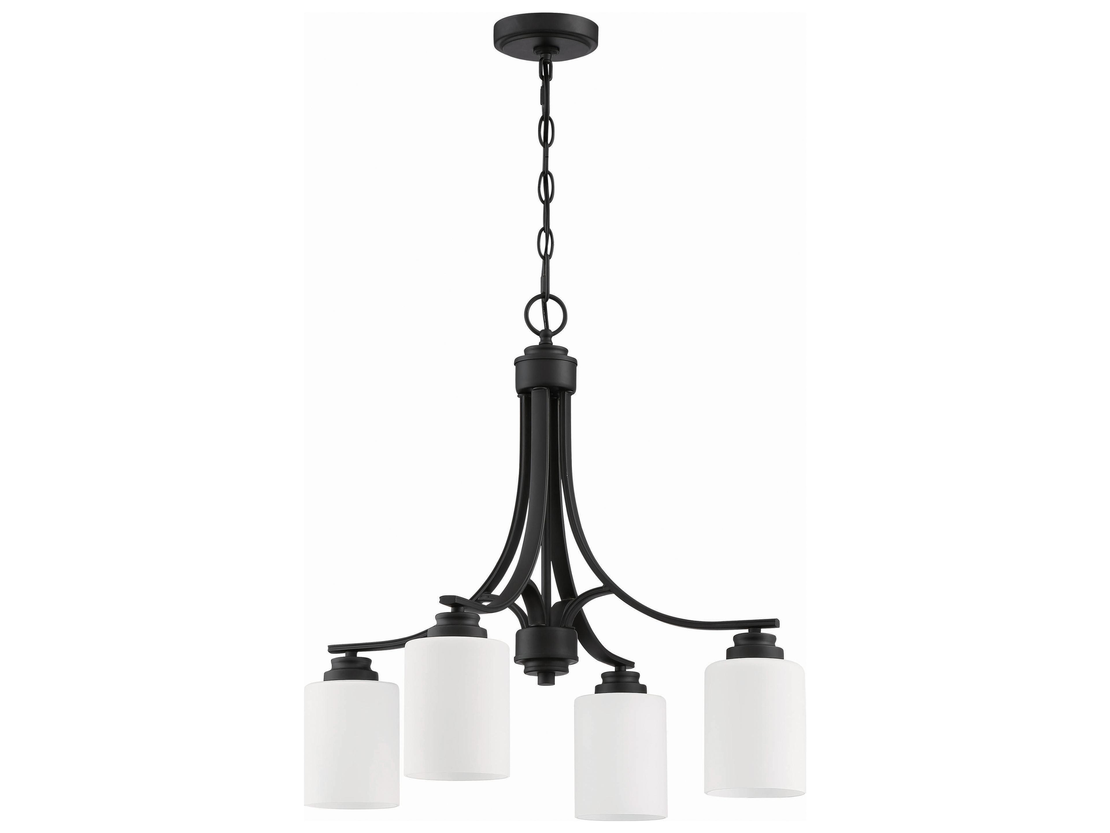Bolden 4-Light Flat Black Glass Cylinder Chandelier