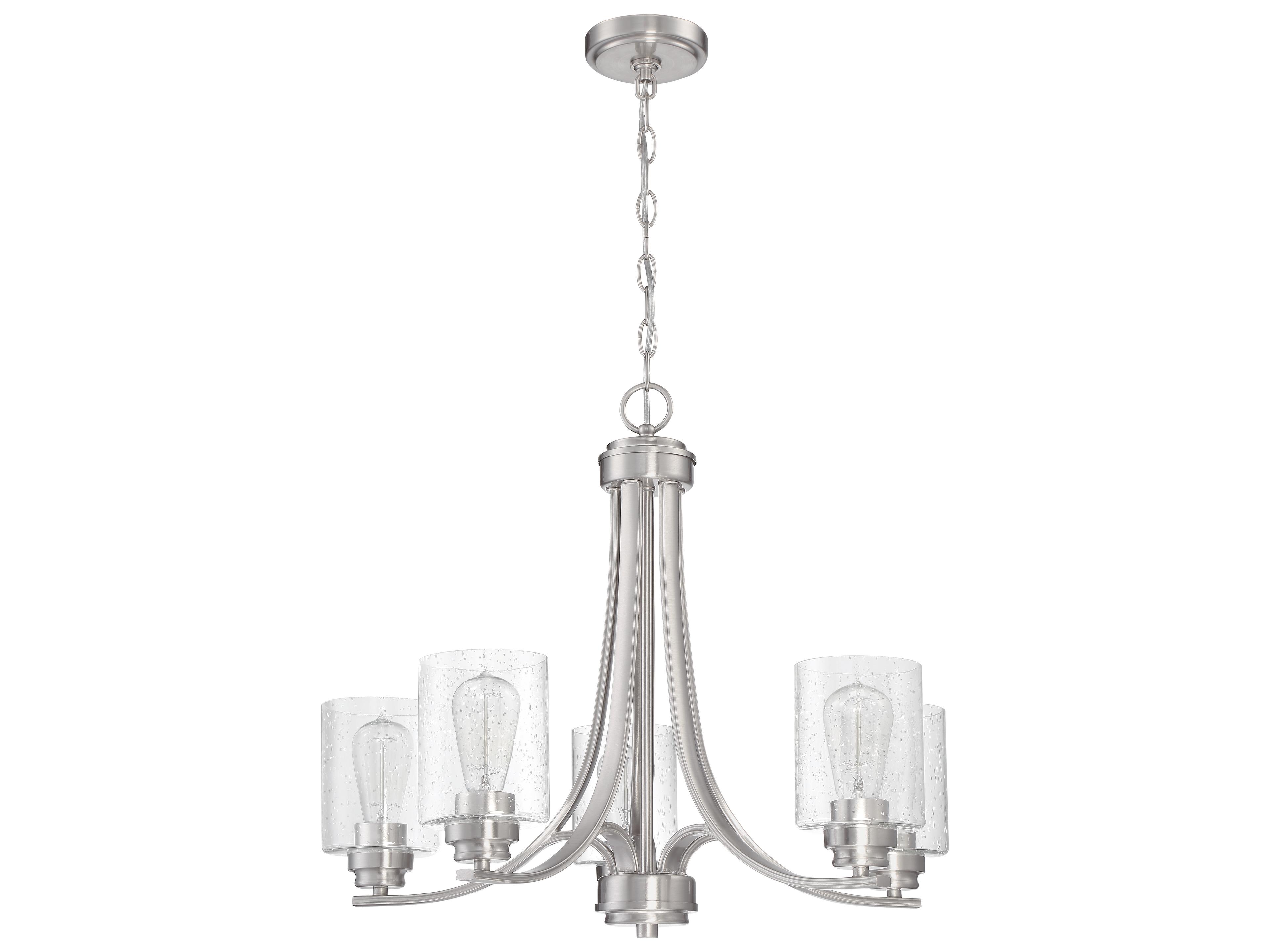 Bolden 5-Light Brushed Polished Nickel Glass Cylinder Chandelier