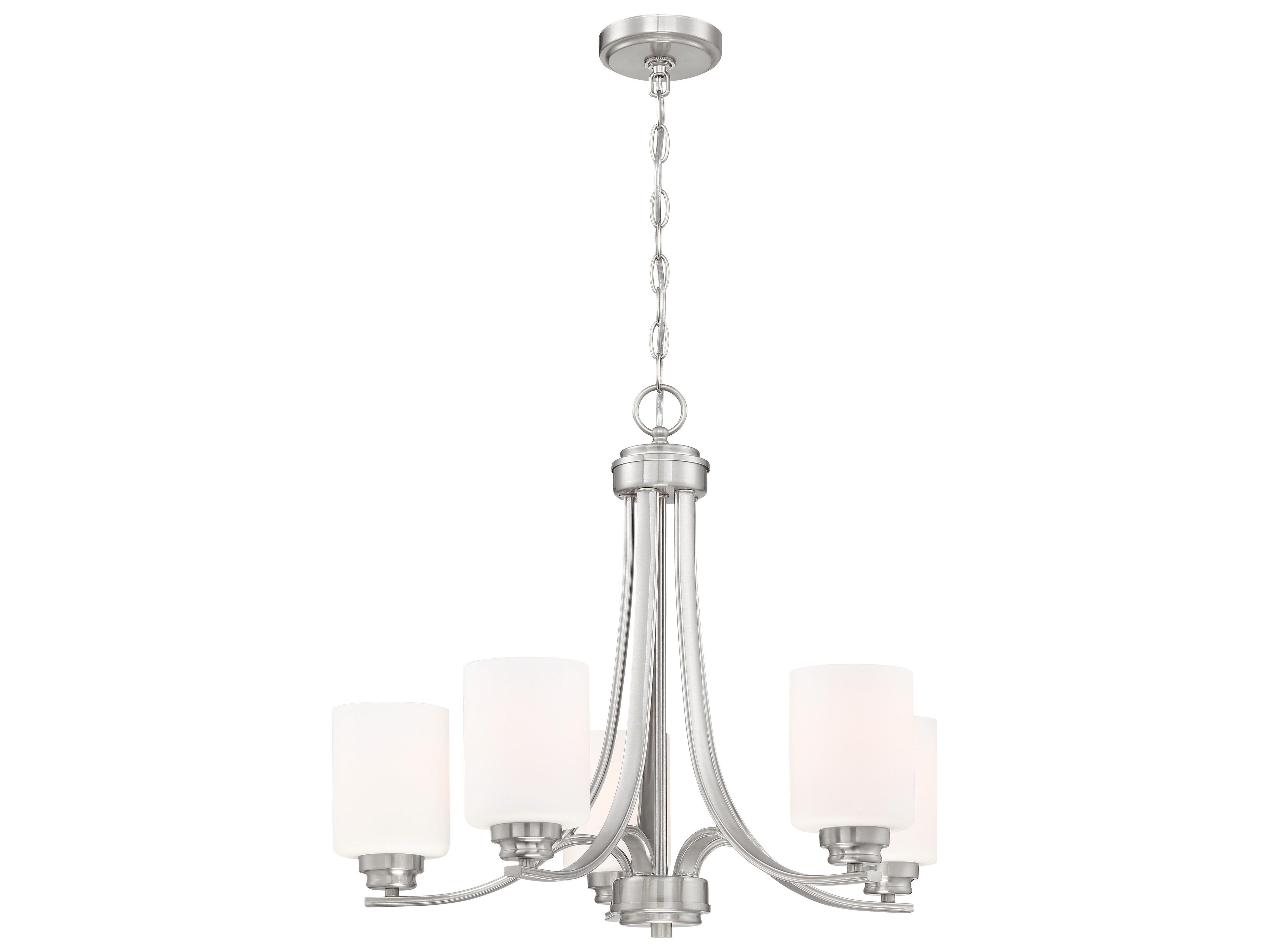 Craftmade Bolden 5-Light Brushed Polished Nickel Glass Cylinder Chandelier