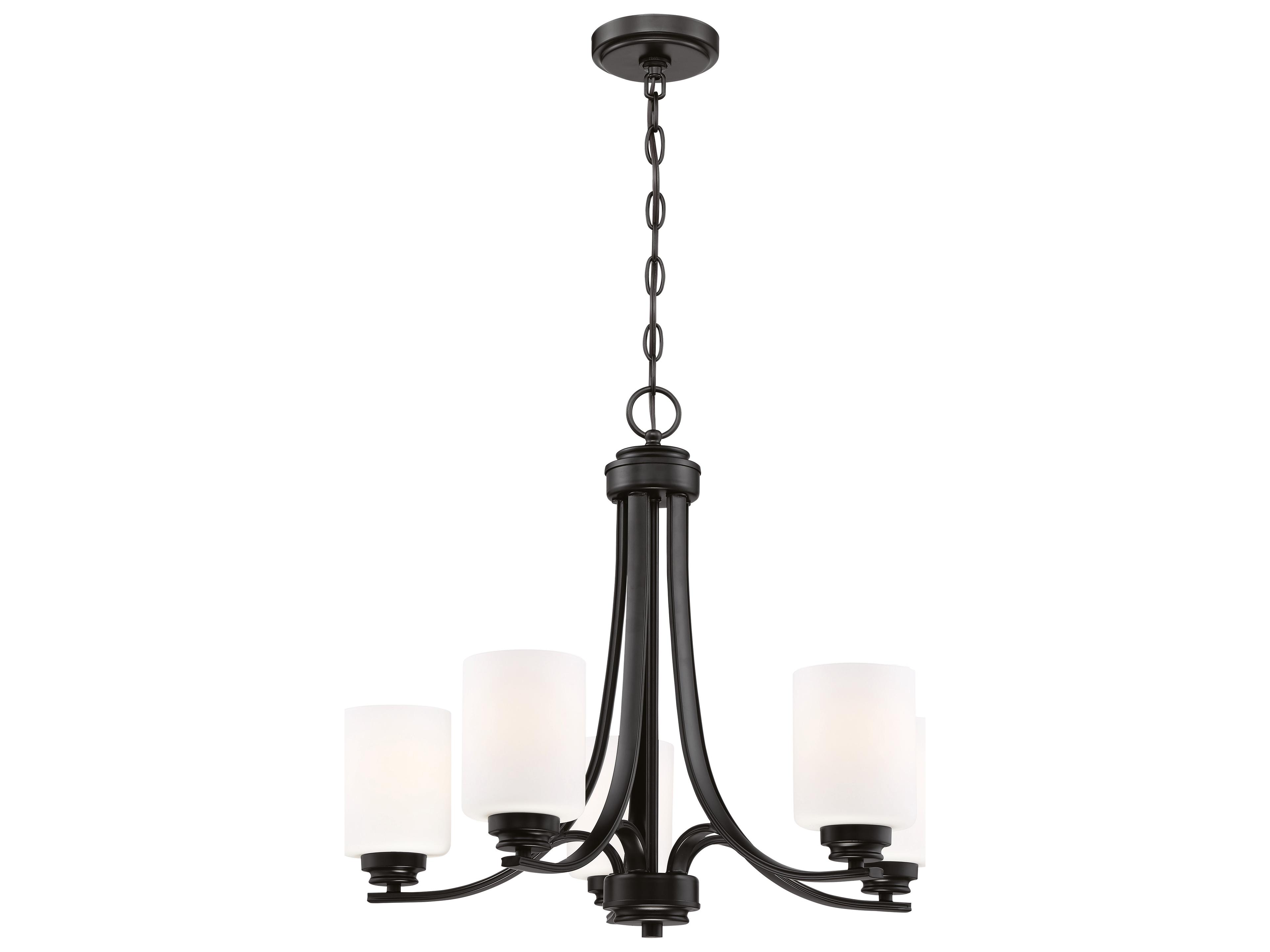 Bolden 5-Light Flat Black Glass Cylinder Chandelier