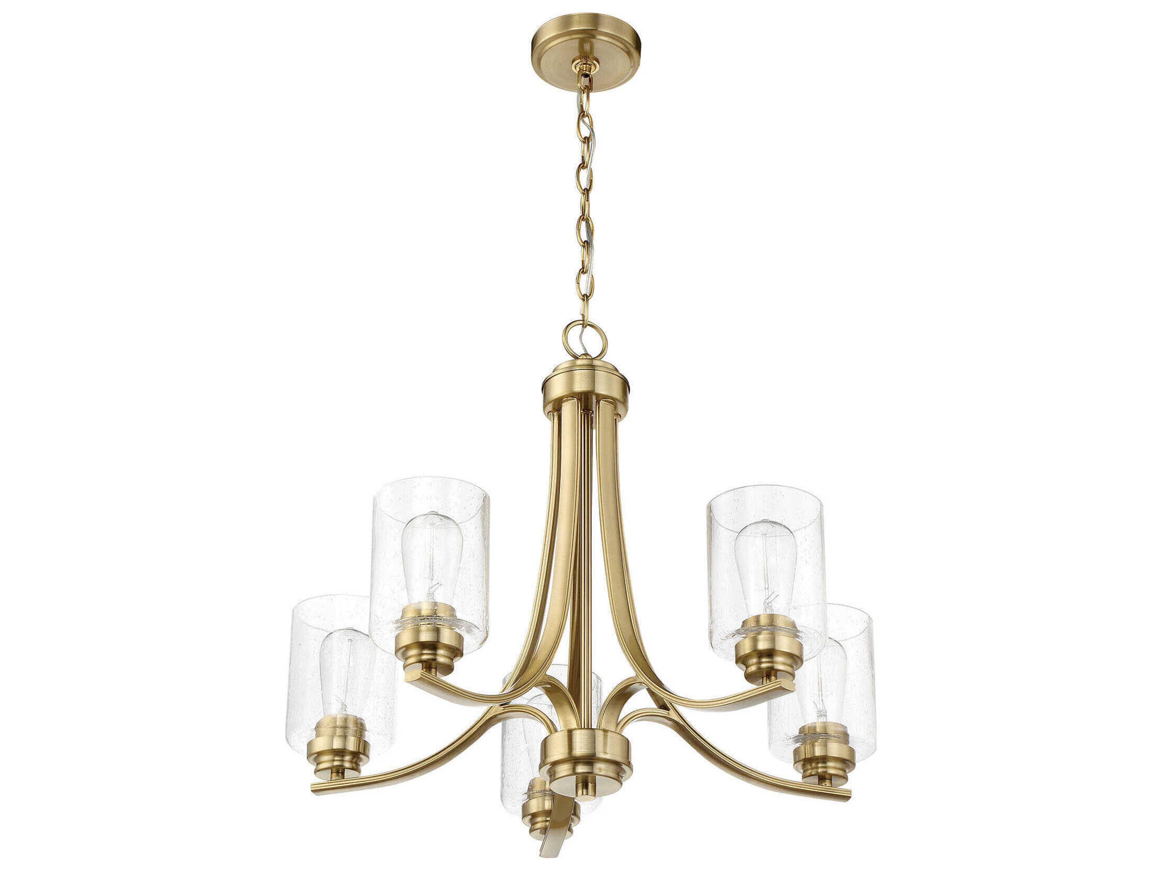 Craftmade Bolden 5-Light Satin Brass Glass Cylinder Chandelier