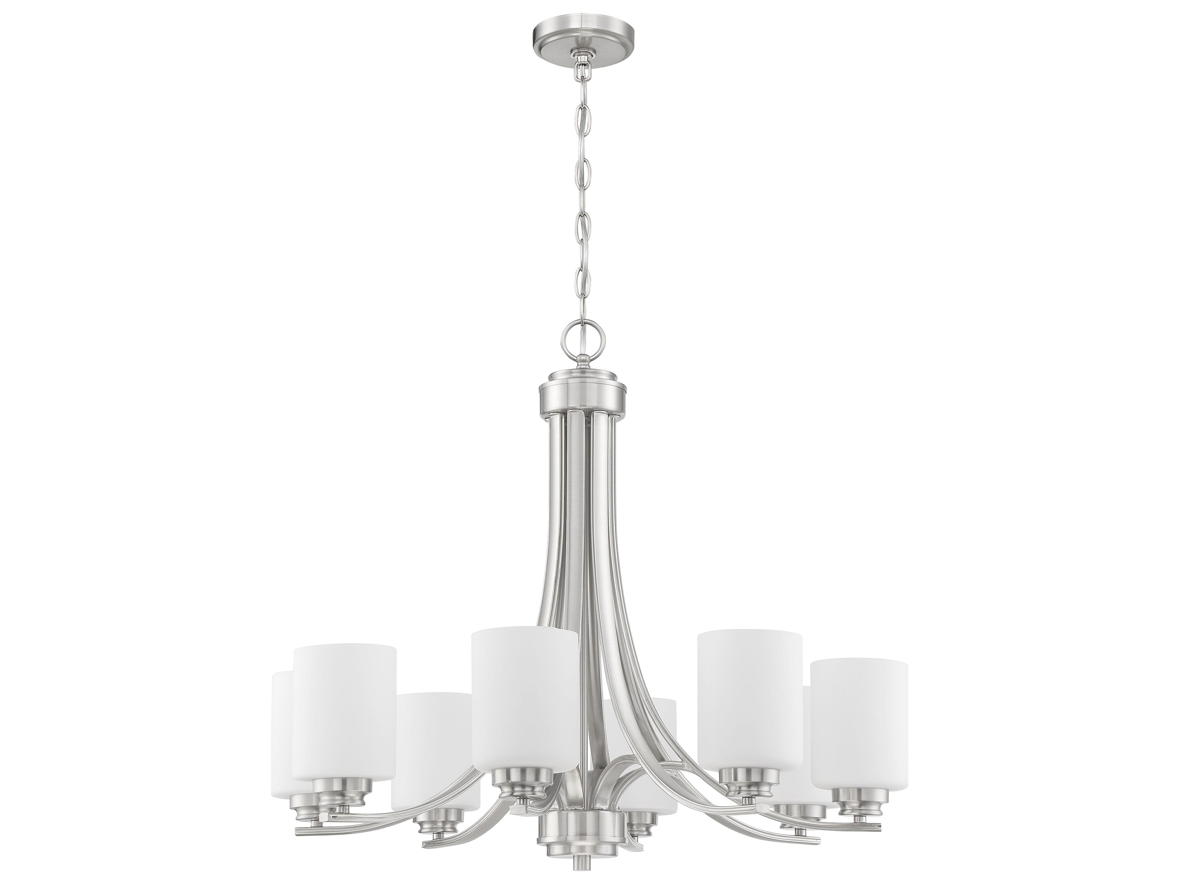 Bolden 8-Light Brushed Polished Nickel Glass Cylinder Chandelier