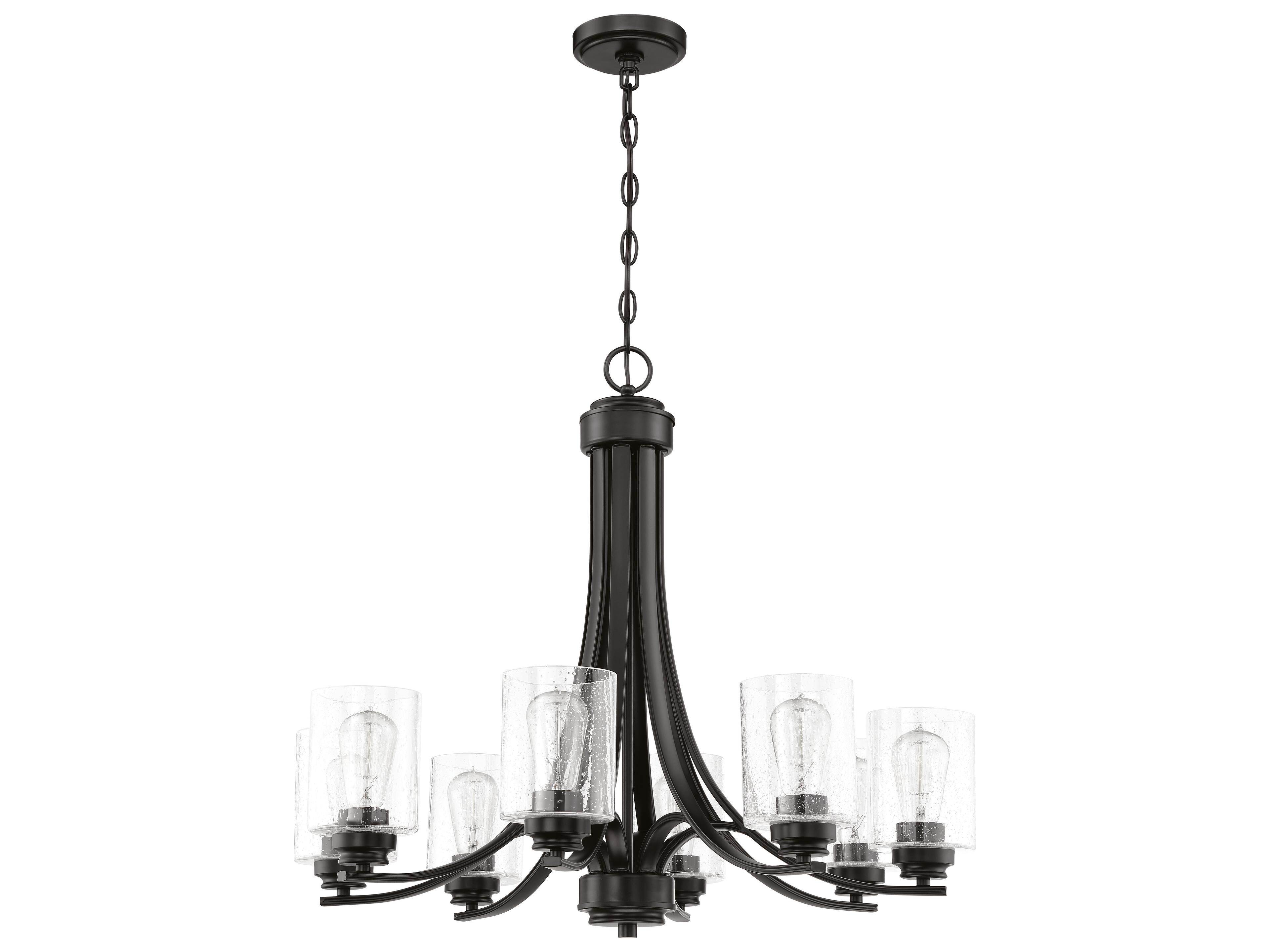 Bolden 8-Light Flat Black Glass Cylinder Chandelier