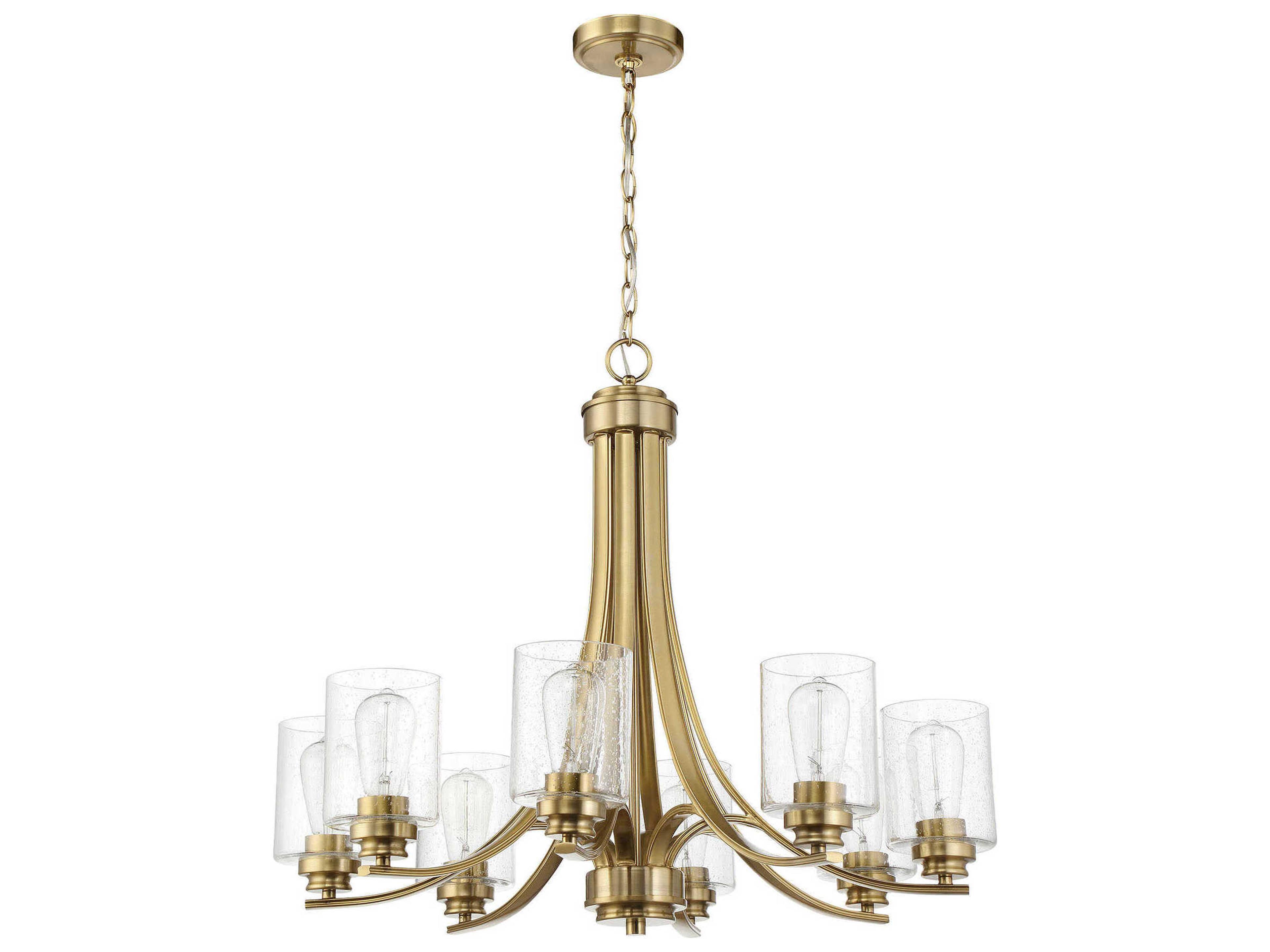 Bolden 8-Light Satin Brass Glass Cylinder Chandelier