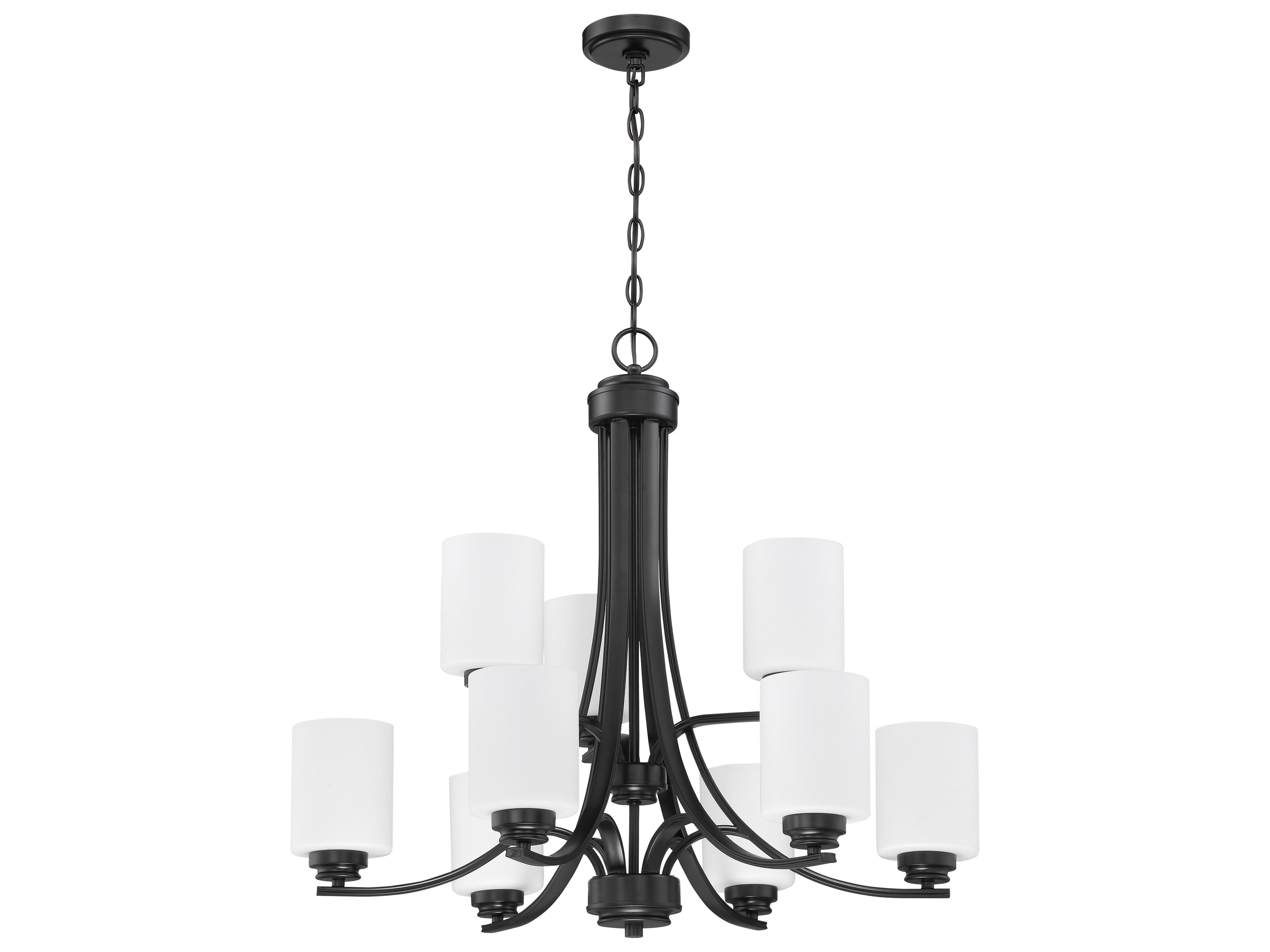 Bolden 9-Light Flat Black Glass Cylinder Tiered Chandelier