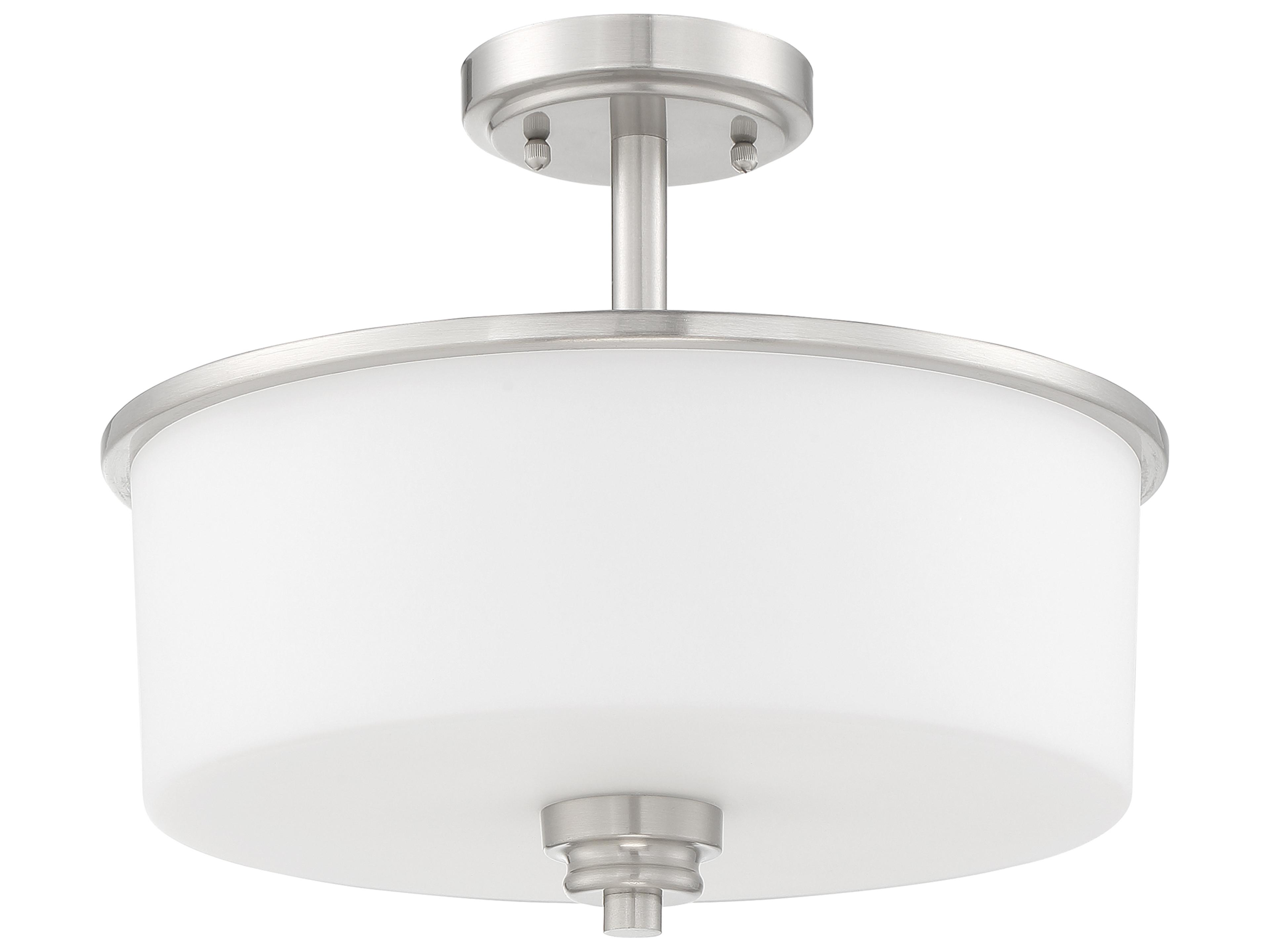 Bolden 2-Light Brushed Polished Nickel Glass Drum Pendant