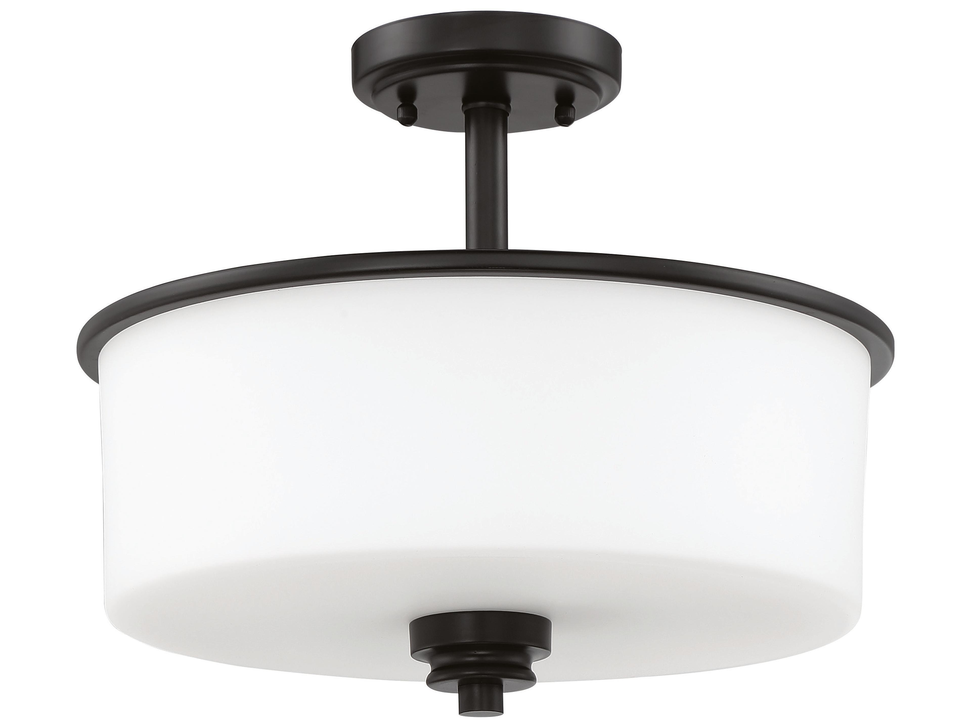 Bolden 2-Light Flat Black Glass Drum Pendant