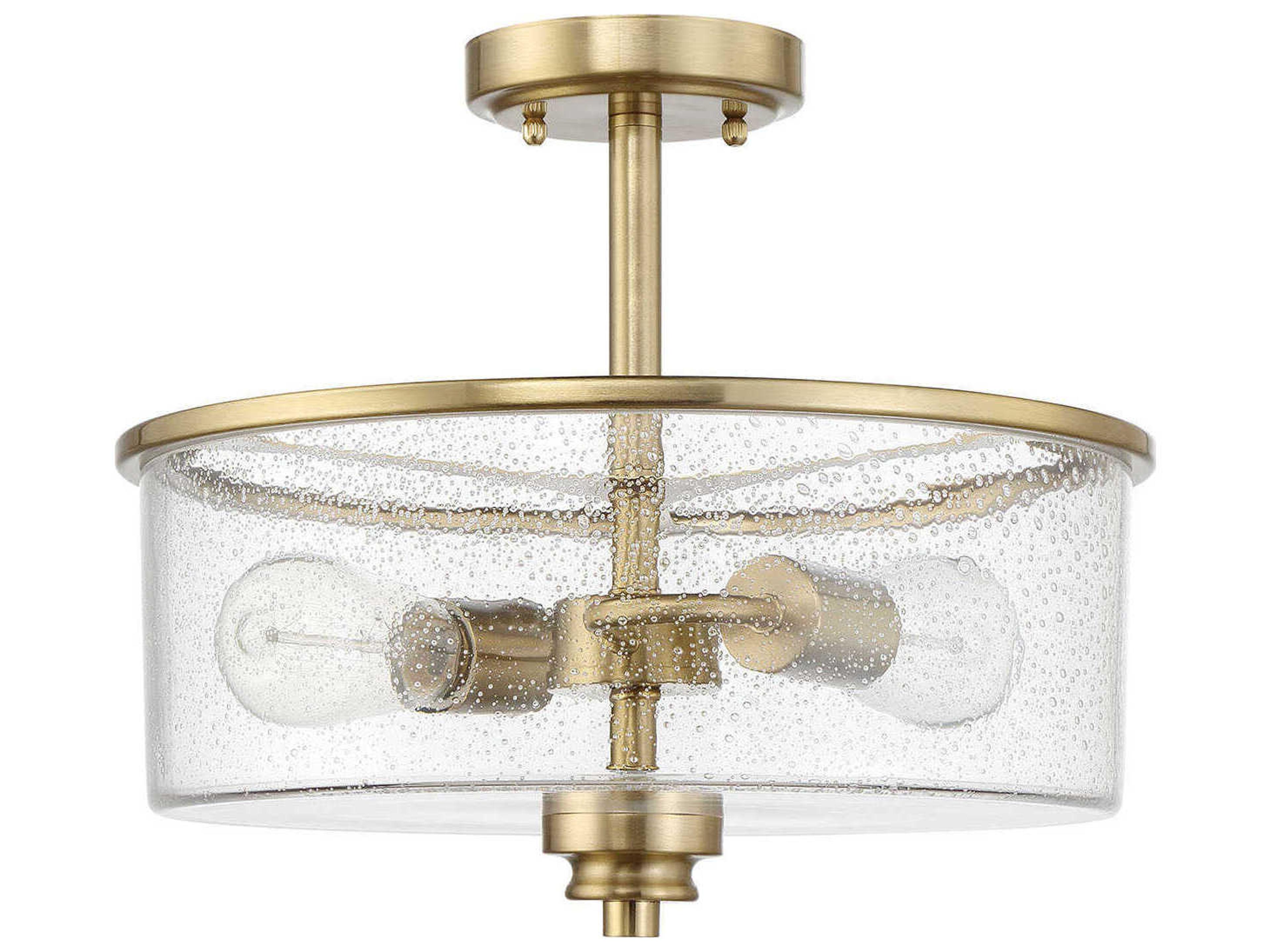Bolden 2-Light Satin Brass Glass Bowl Semi Flush Mount