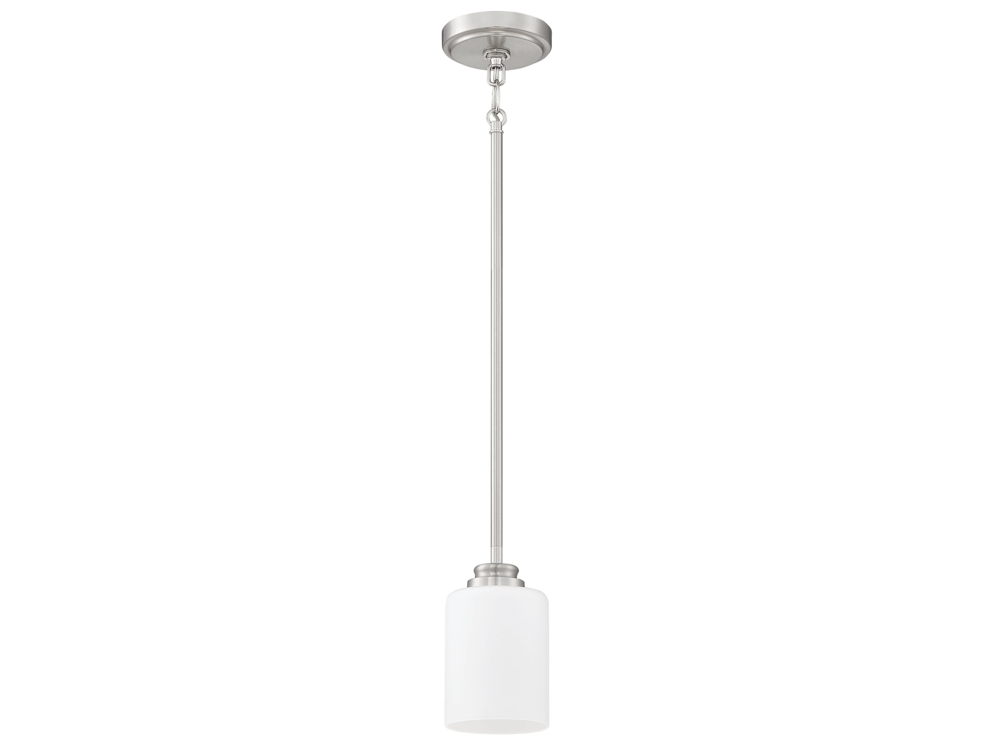 Bolden 1-Light Brushed Polished Nickel Glass Cylinder Mini Pendant
