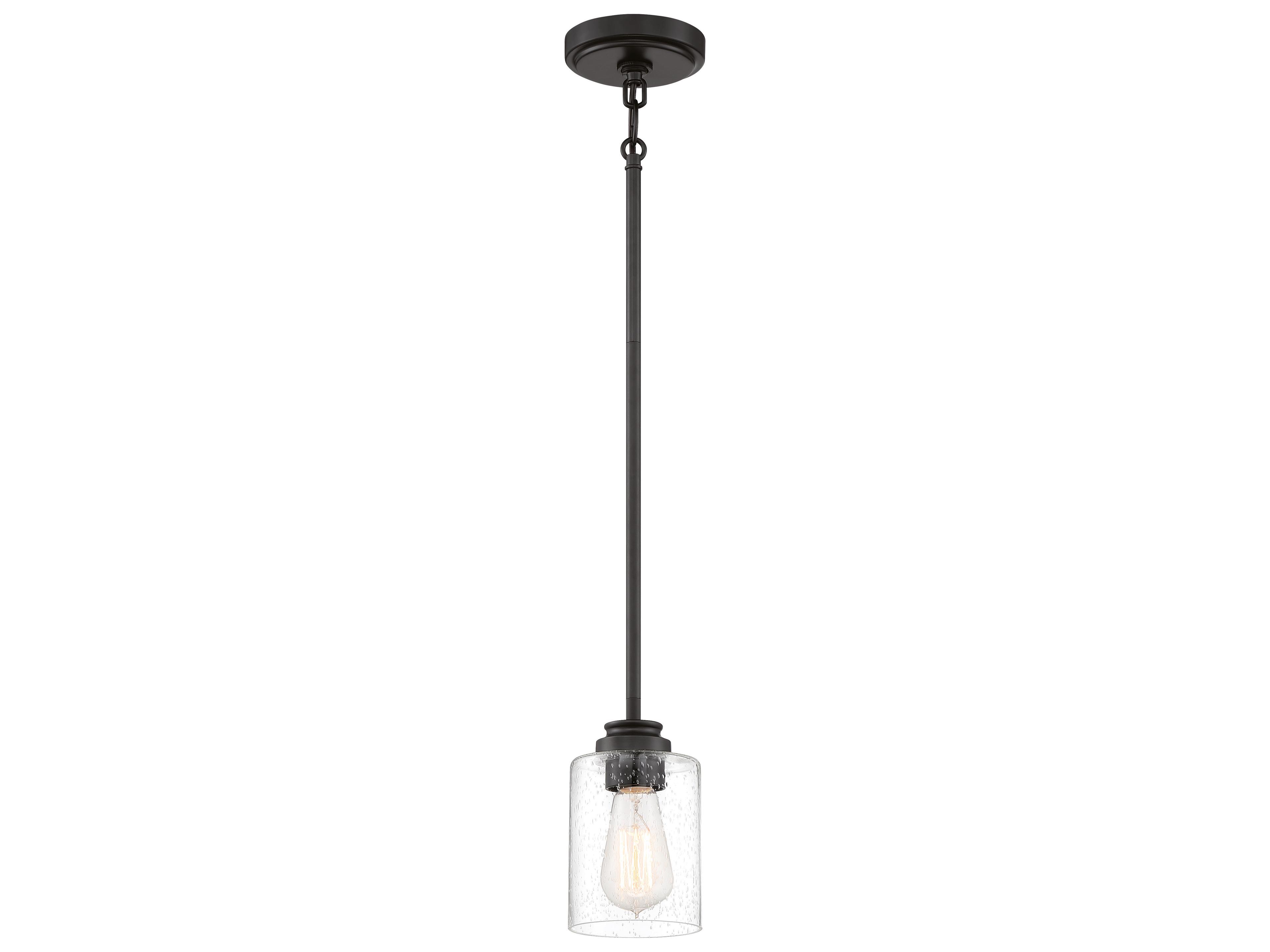 Craftmade Bolden 1-Light Flat Black Glass Cylinder Mini Pendant