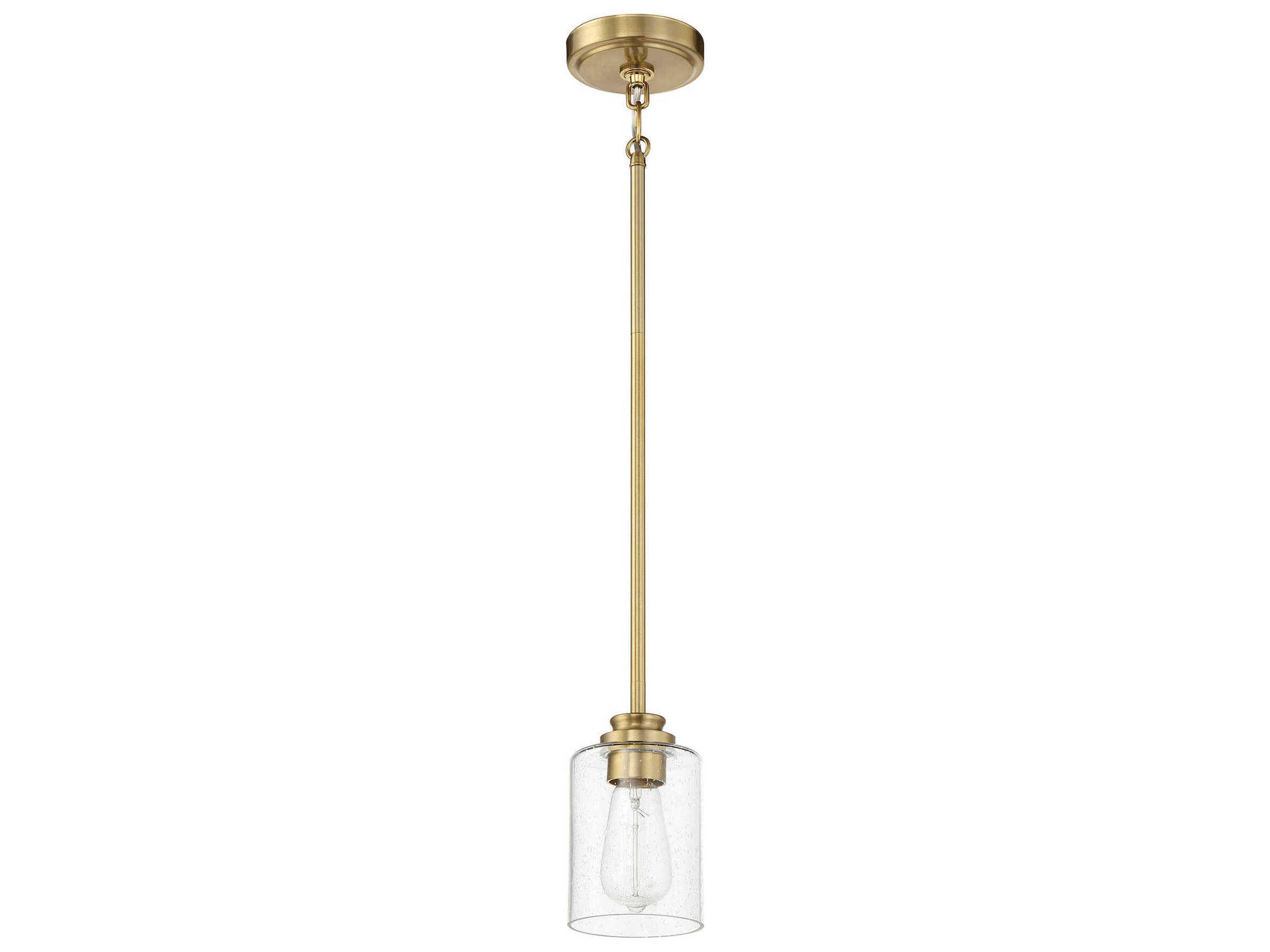 Bolden 1-Light Satin Brass Glass Bell Mini Pendant
