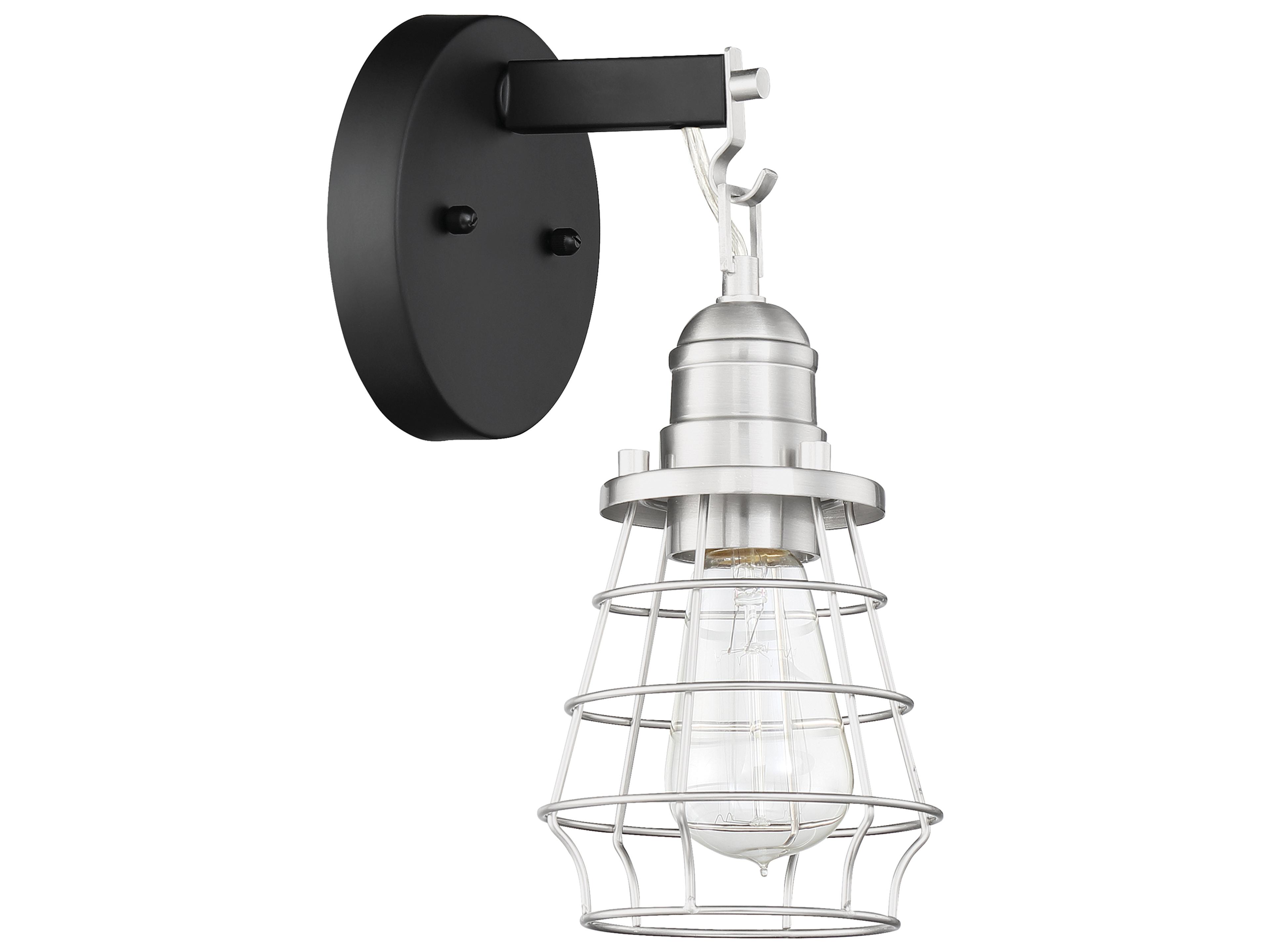 Thatcher 1-Light Flat Black Brushed Polished Nickel Vanity Light