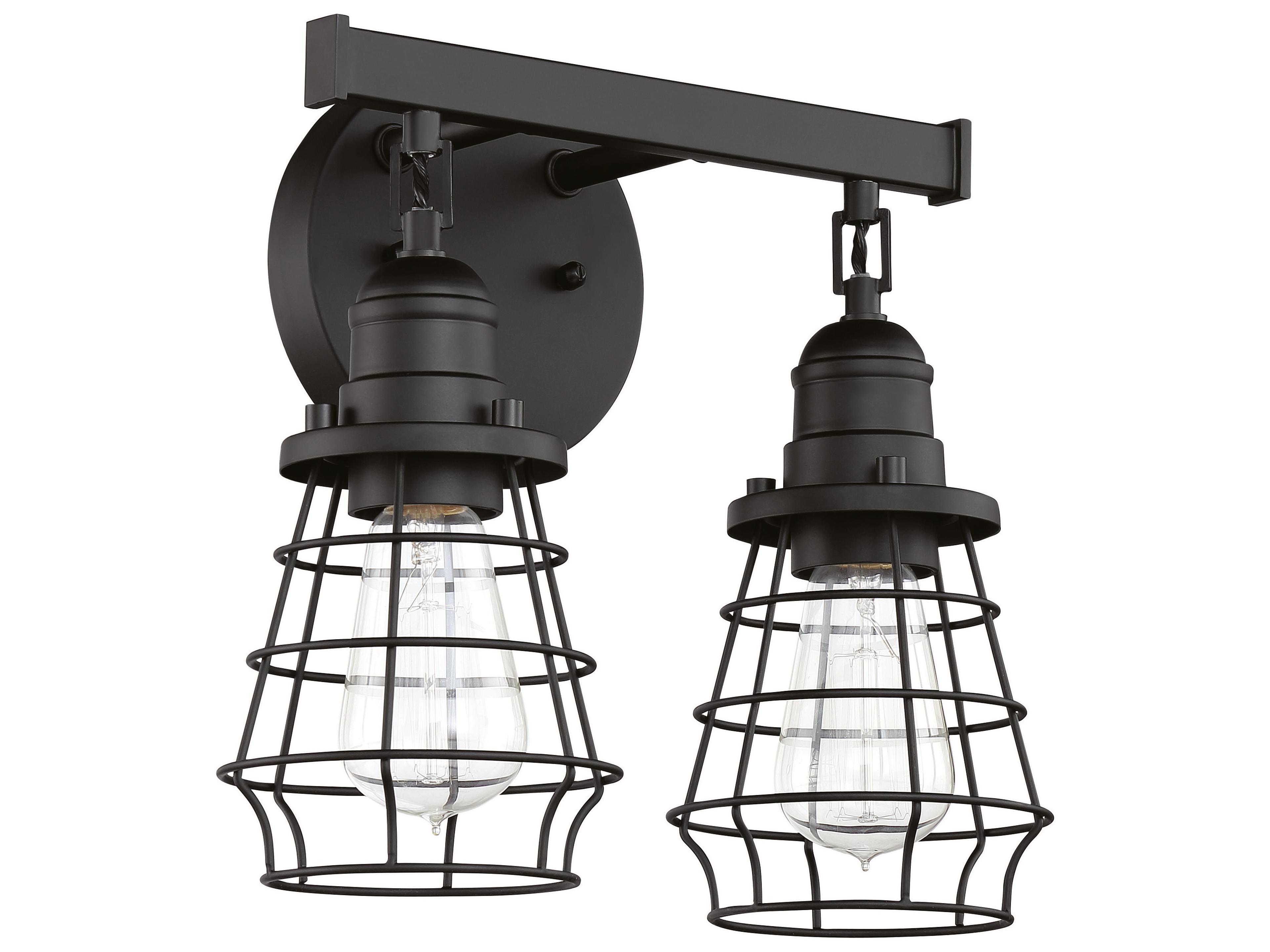 Thatcher 2-Light Flat Black Vanity Light