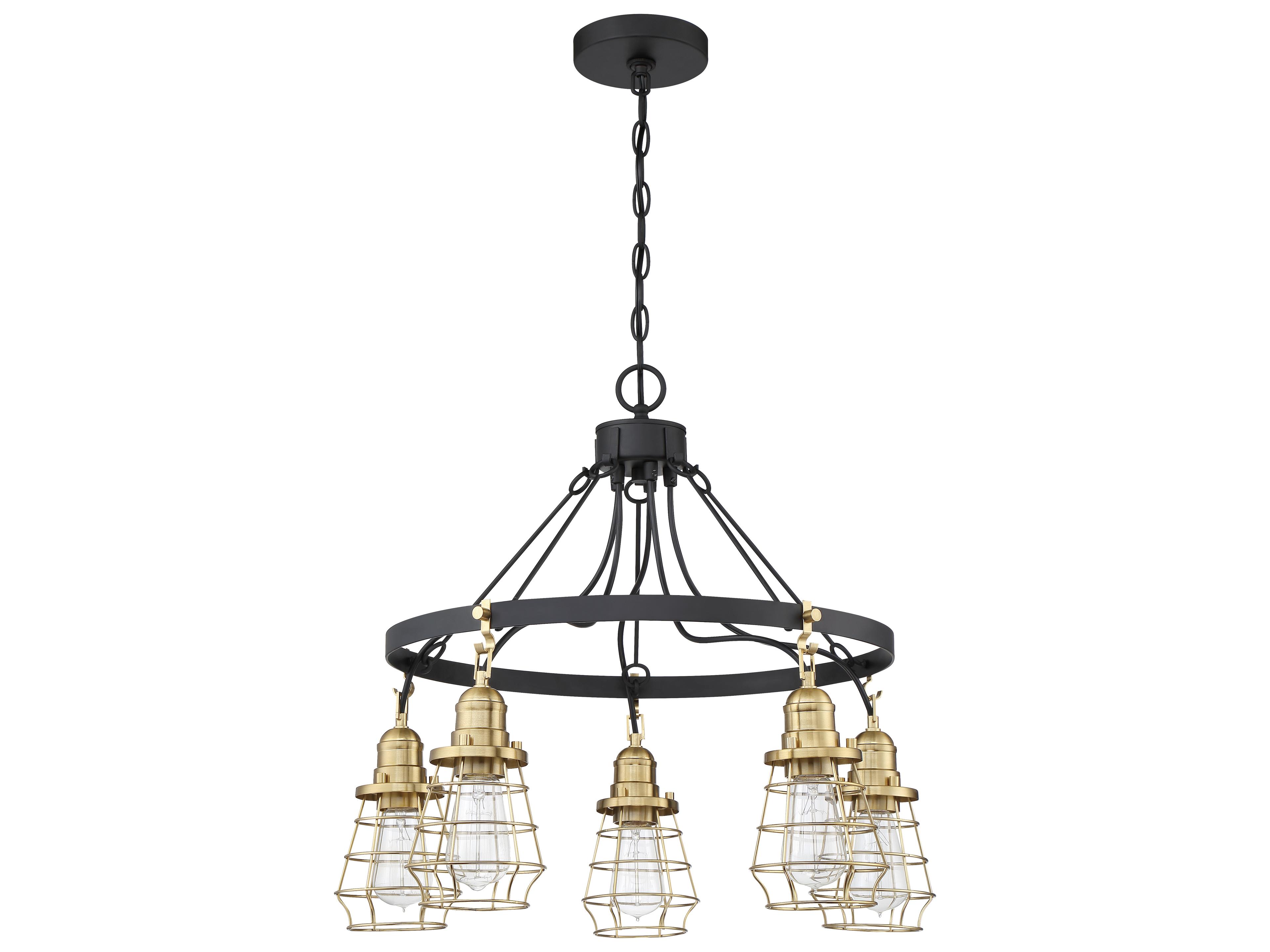 Thatcher 5-Light Flat Black Satin Brass Chandelier