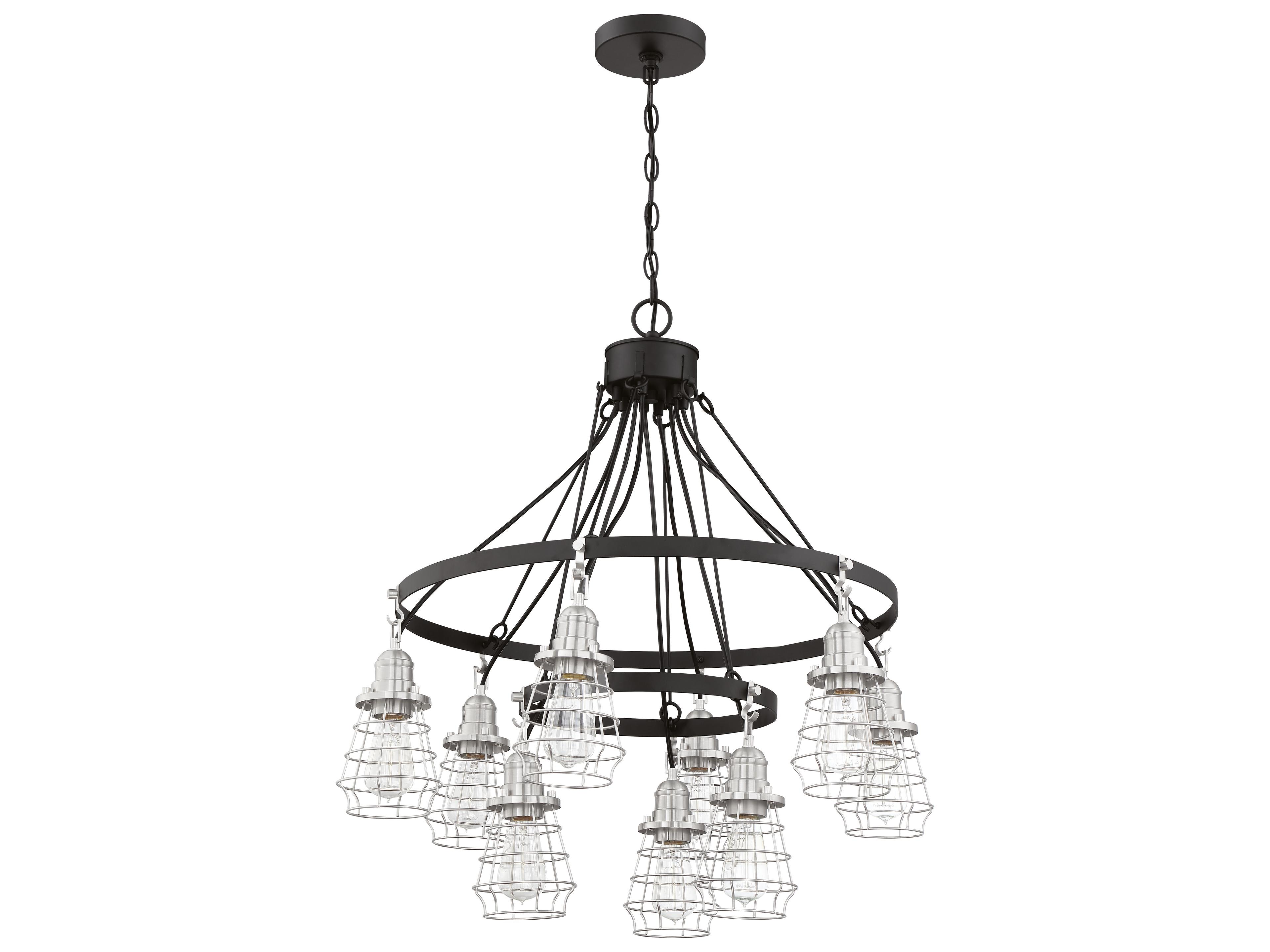 Thatcher 9-Light Flat Black Brushed Polished Nickel Chandelier