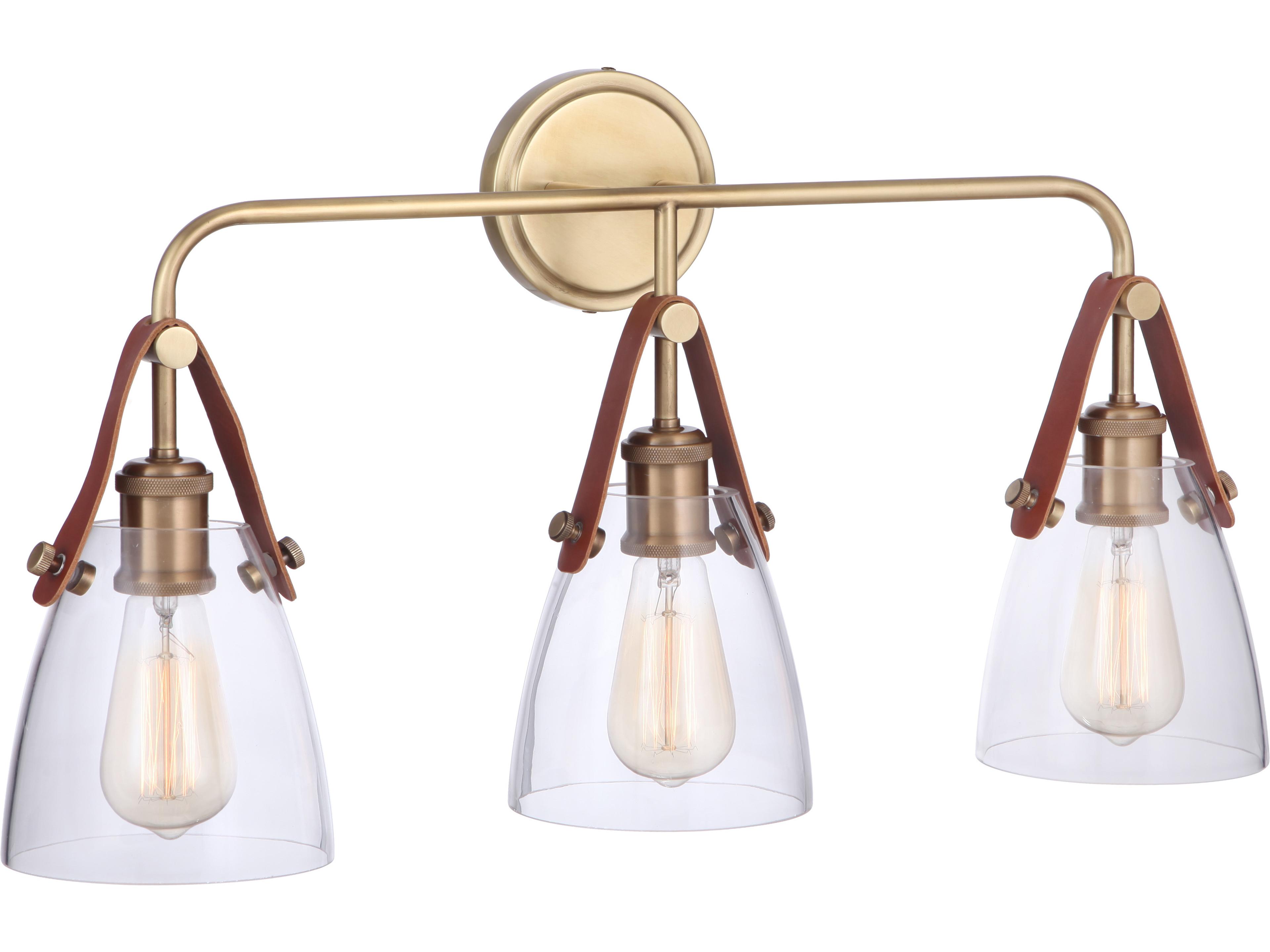 Craftmade Hagen 3-Light Vintage Brass Glass Vanity Light
