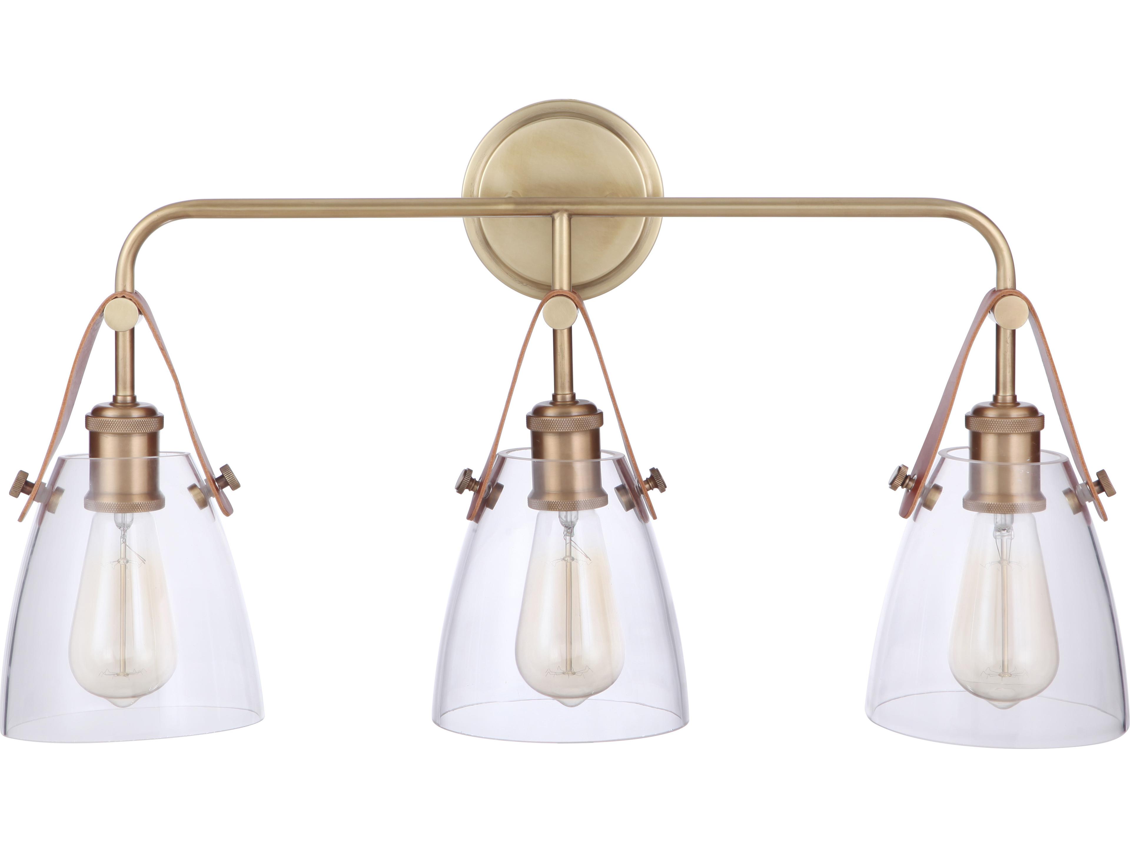 Craftmade Hagen 3-Light Vintage Brass Glass Vanity Light