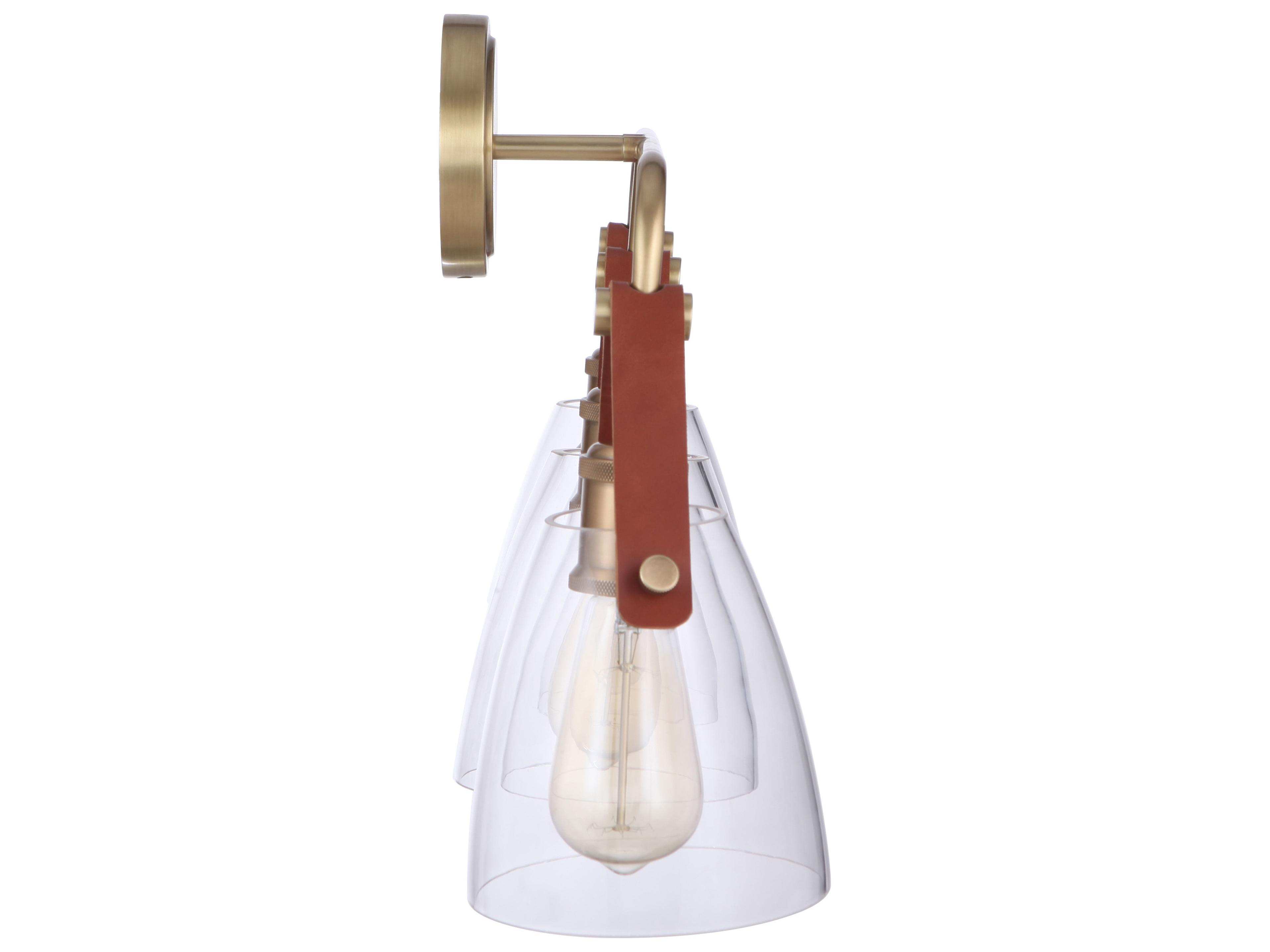 Craftmade Hagen 3-Light Vintage Brass Glass Vanity Light