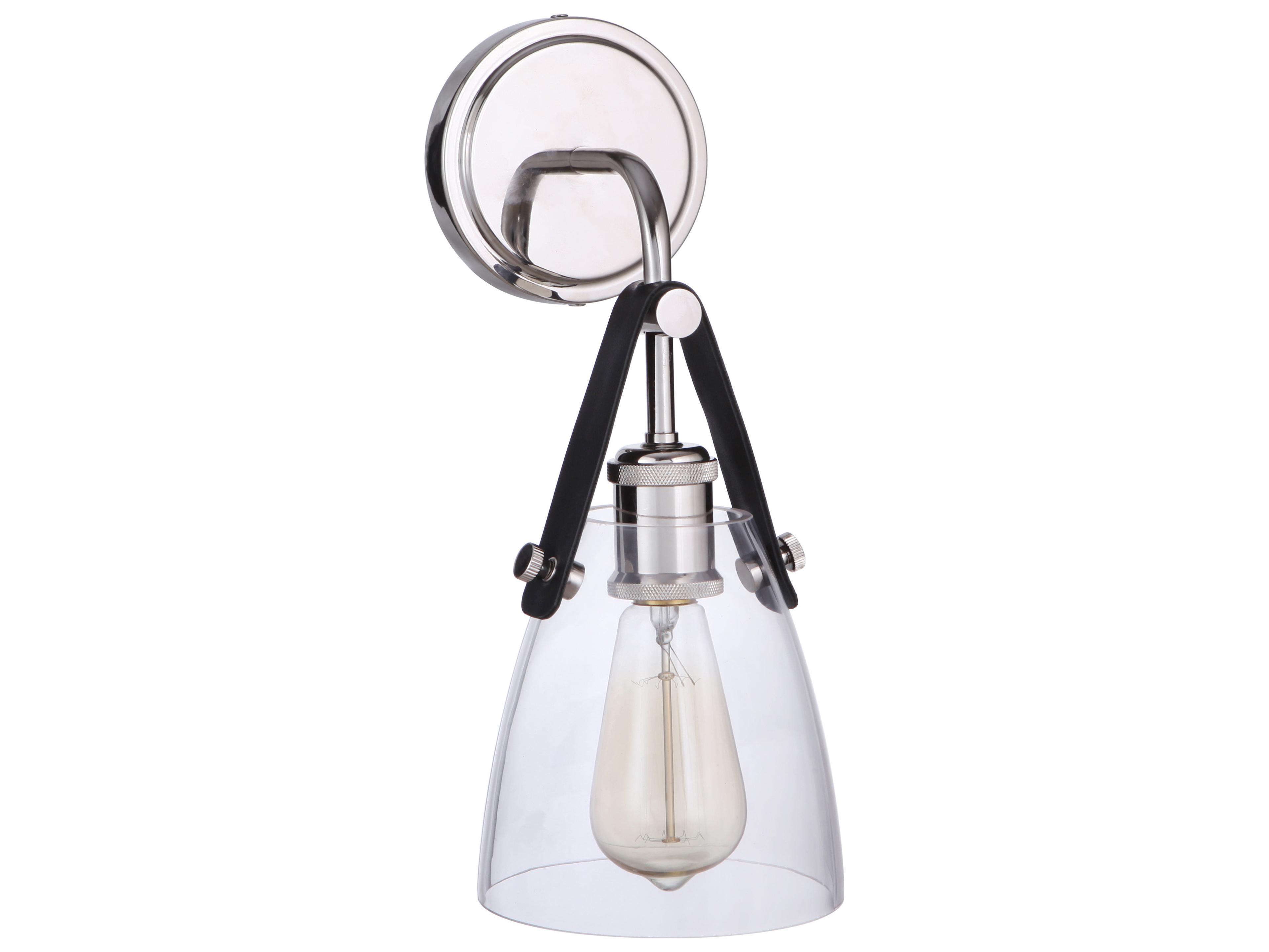 Hagen 1-Light Polished Nickel Glass Wall Sconce