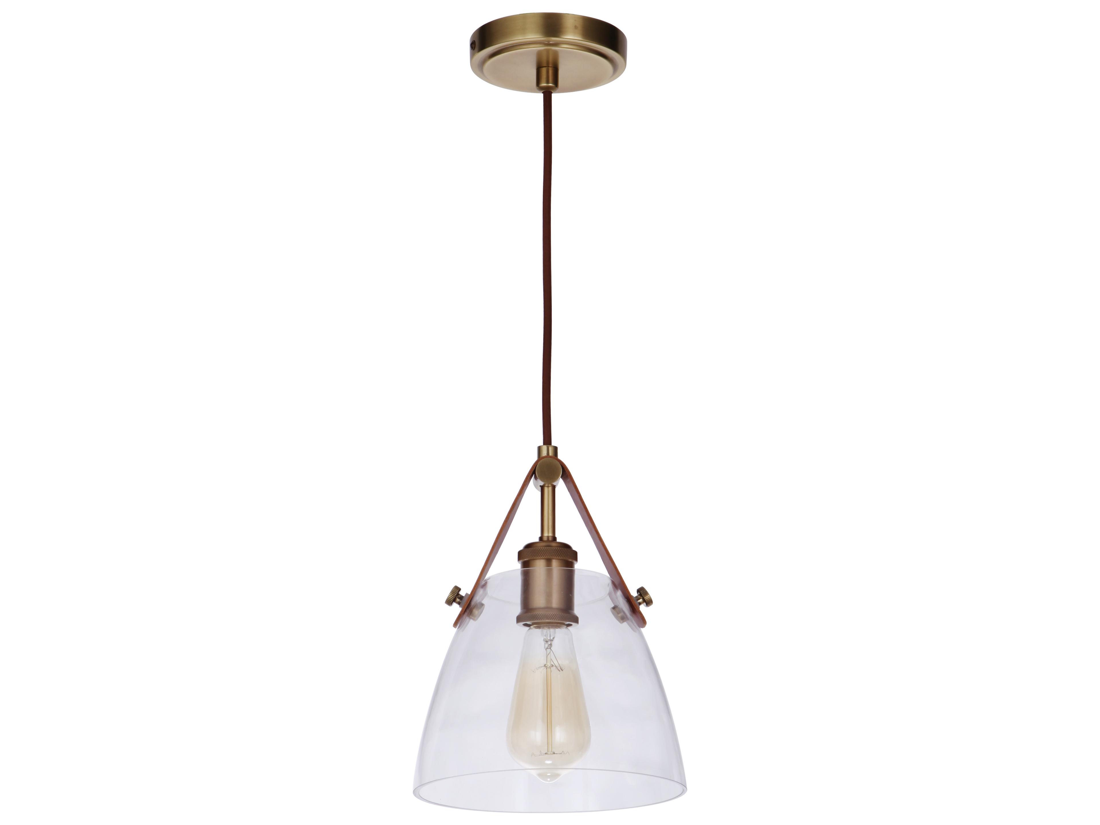 Hagen 1-Light Vintage Brass Glass Mini Pendant