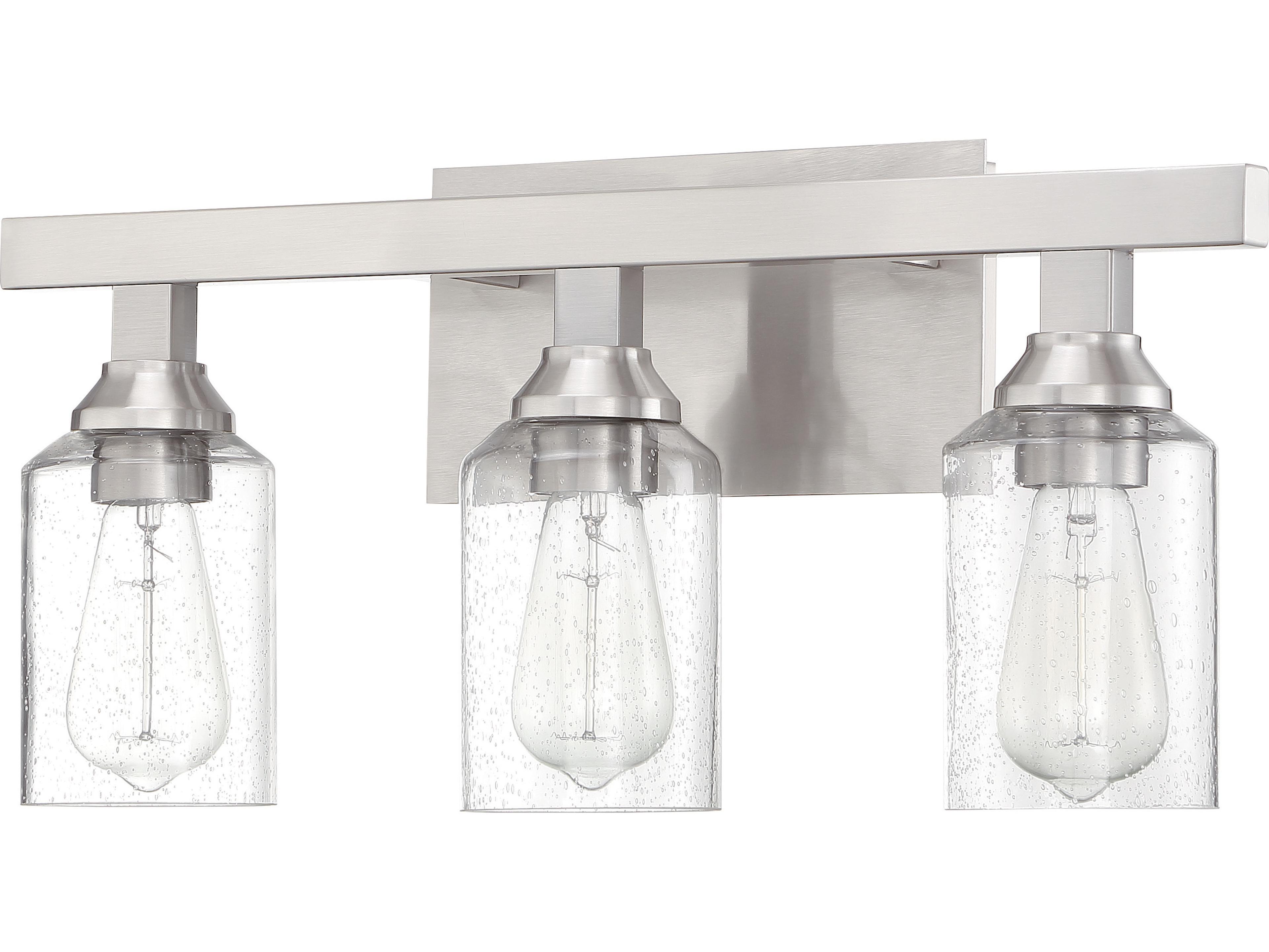 Craftmade Chicago 3-Light Brushed Polished Nickel Glass Vanity Light