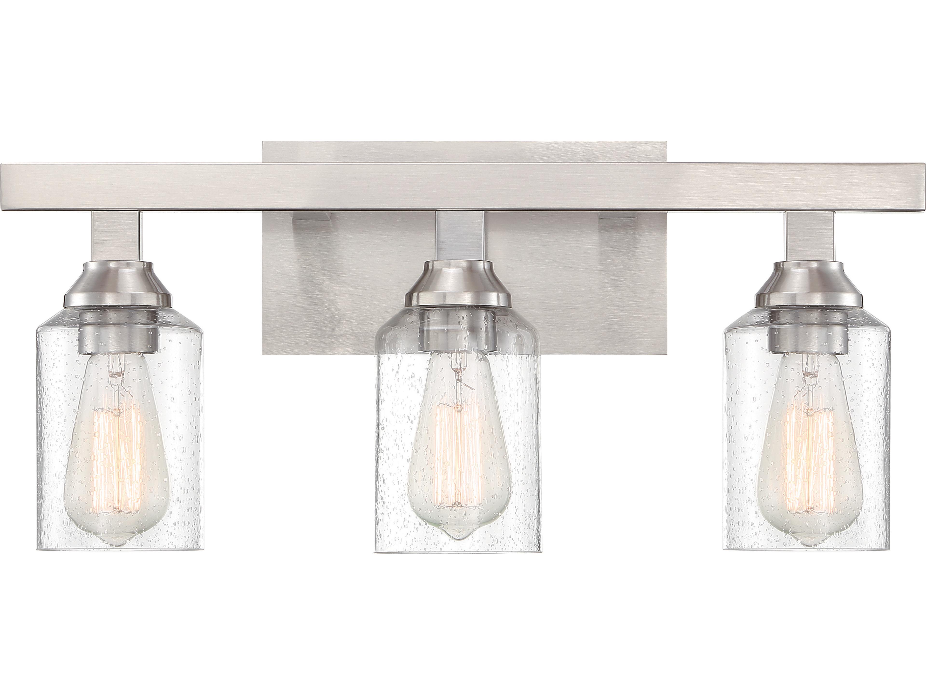 Craftmade Chicago 3-Light Brushed Polished Nickel Glass Vanity Light
