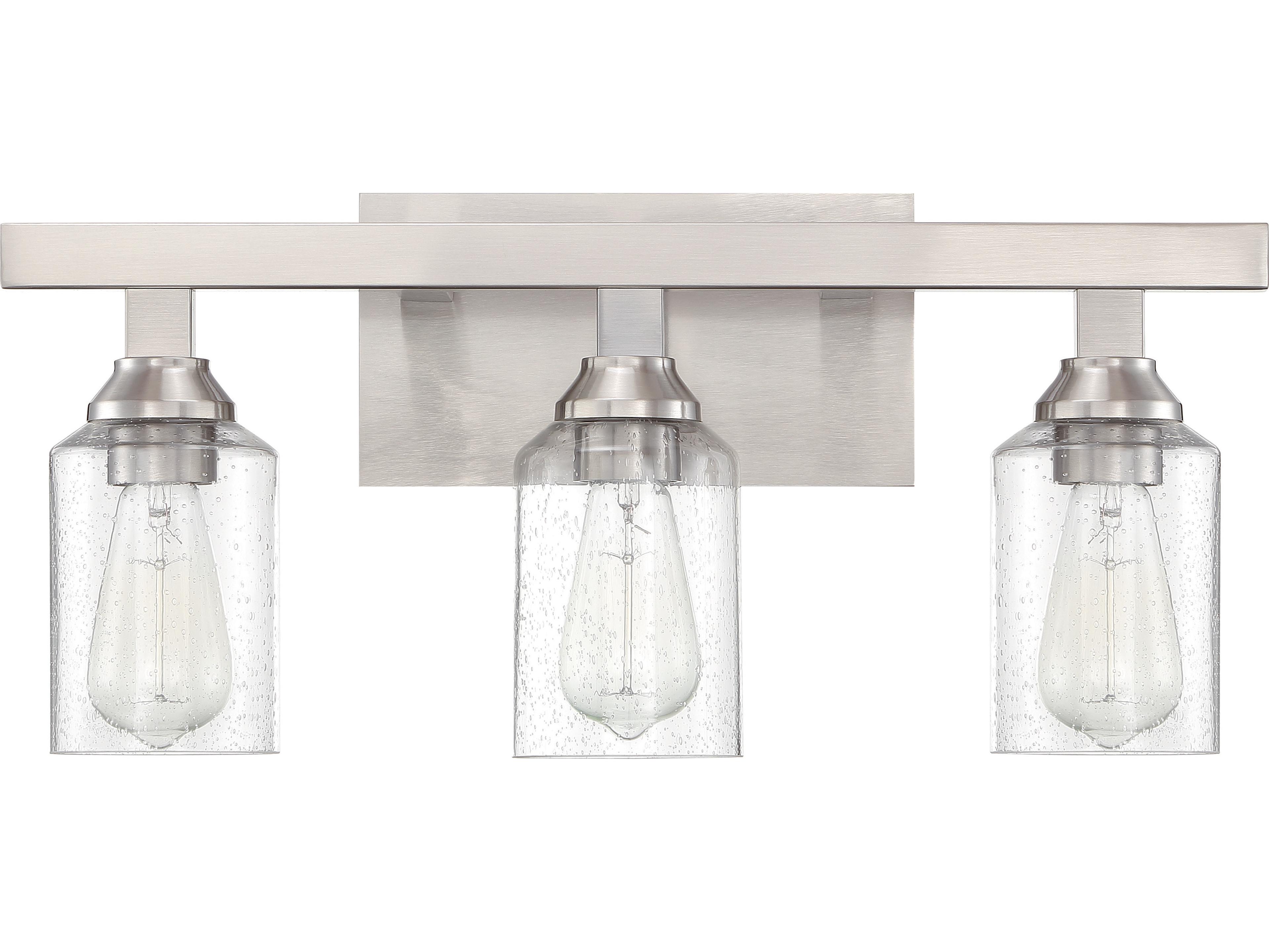 Craftmade Chicago 3-Light Brushed Polished Nickel Glass Vanity Light