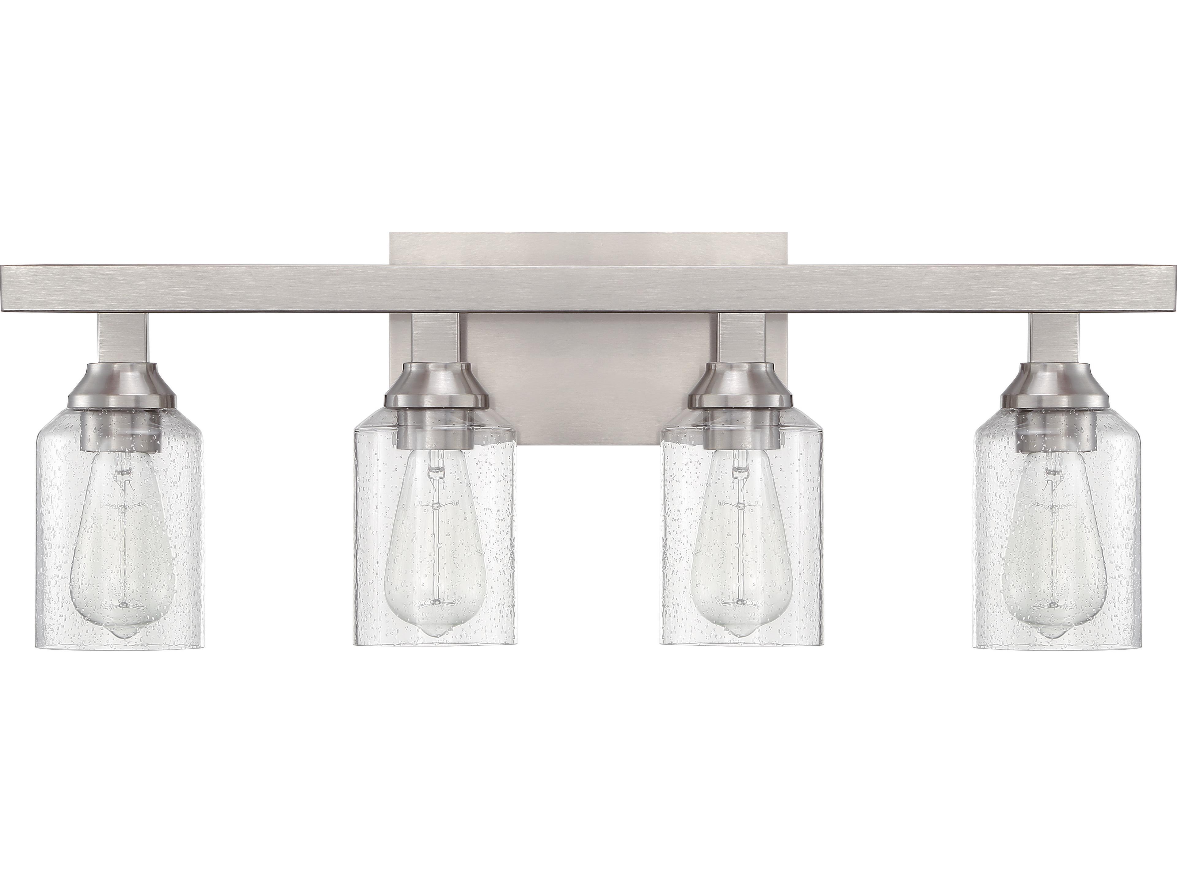 Craftmade Chicago 4-Light Brushed Polished Nickel Glass Vanity Light