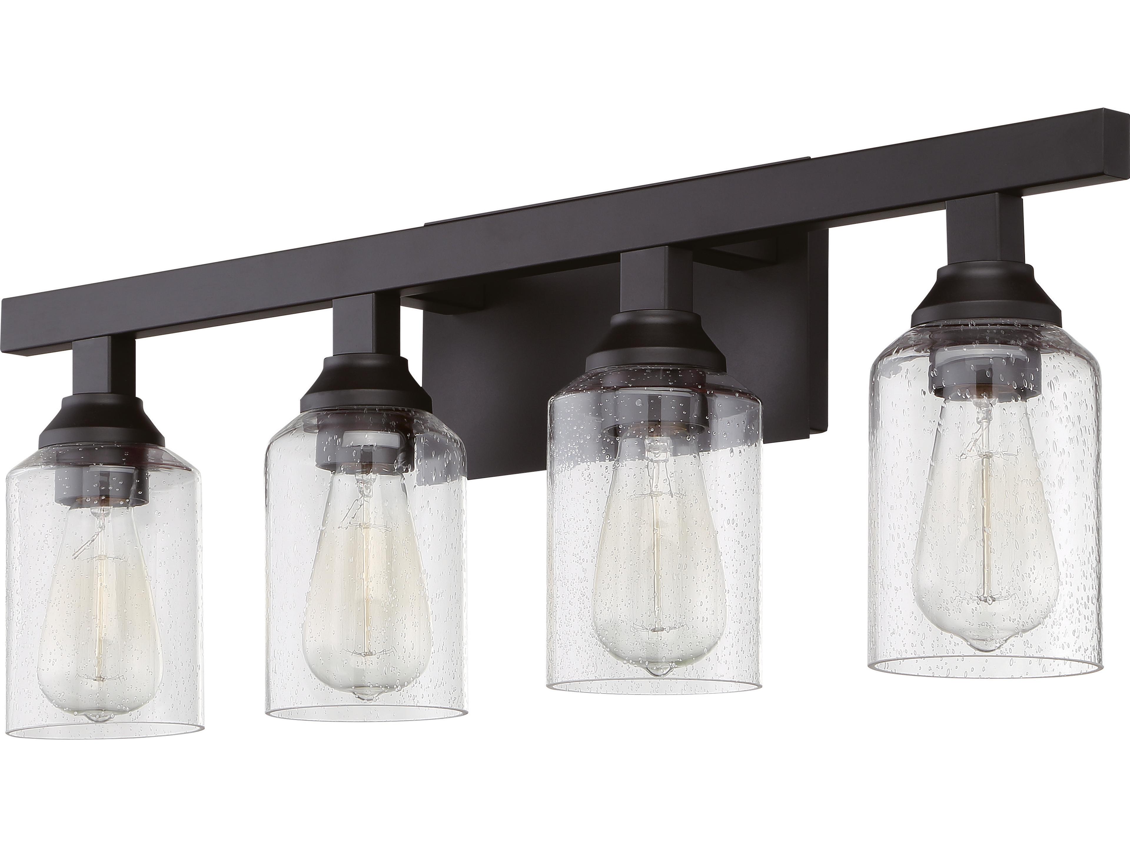 Craftmade Chicago 4-Light Flat Black Glass Vanity Light