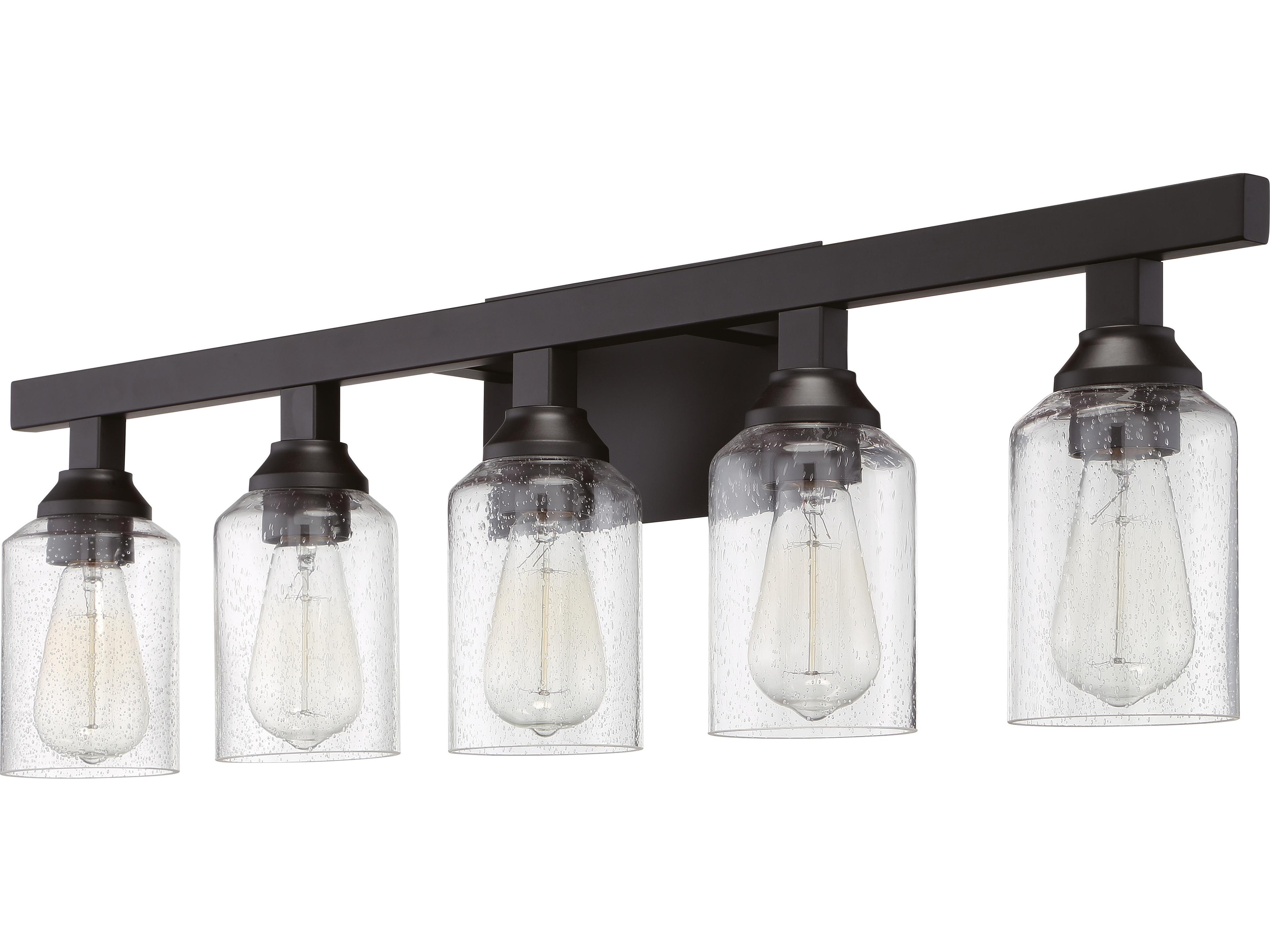 Craftmade Chicago 5-Light Flat Black Glass Vanity Light