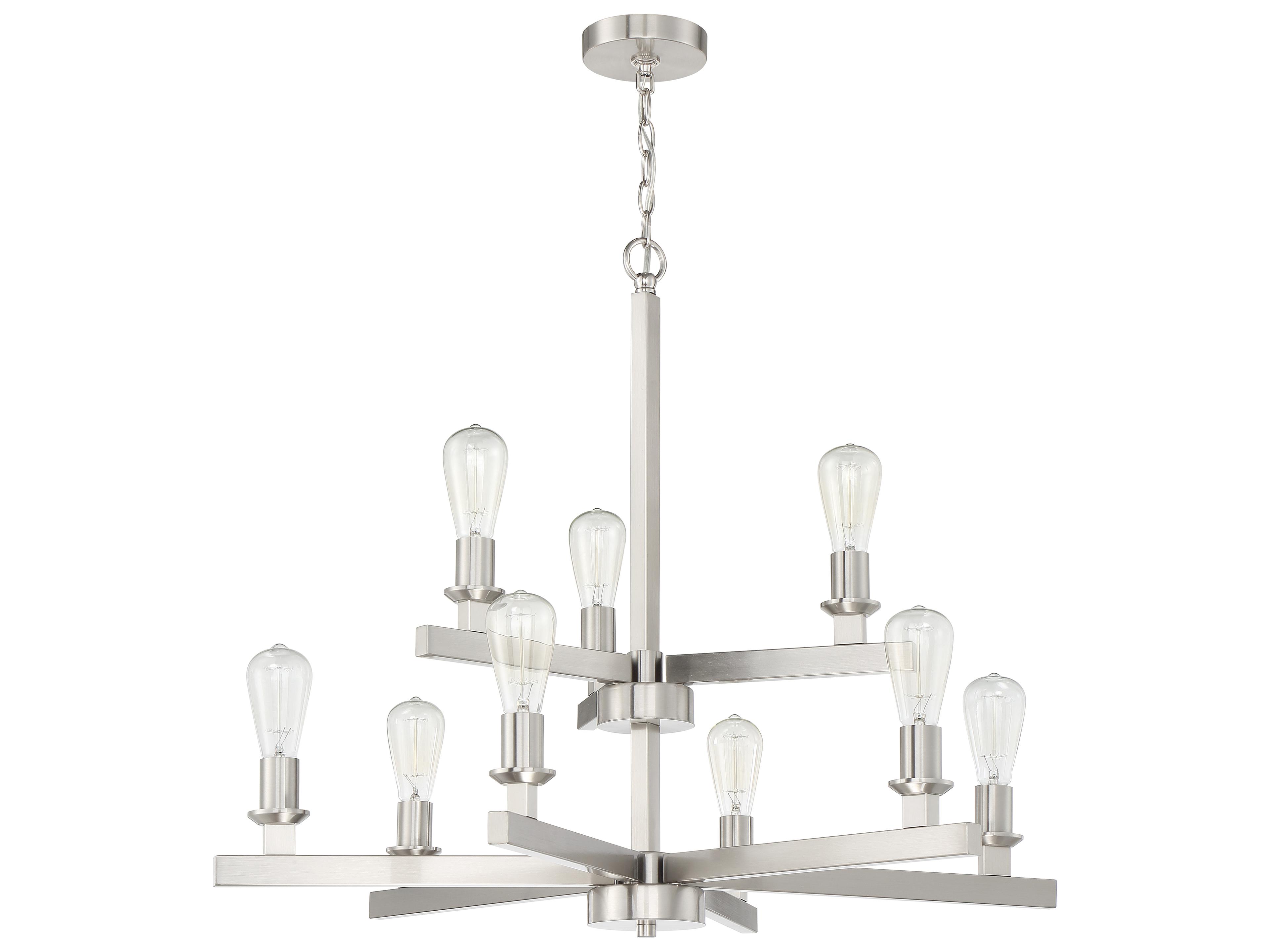 Chicago 9-Light Brushed Polished Nickel Tiered Chandelier