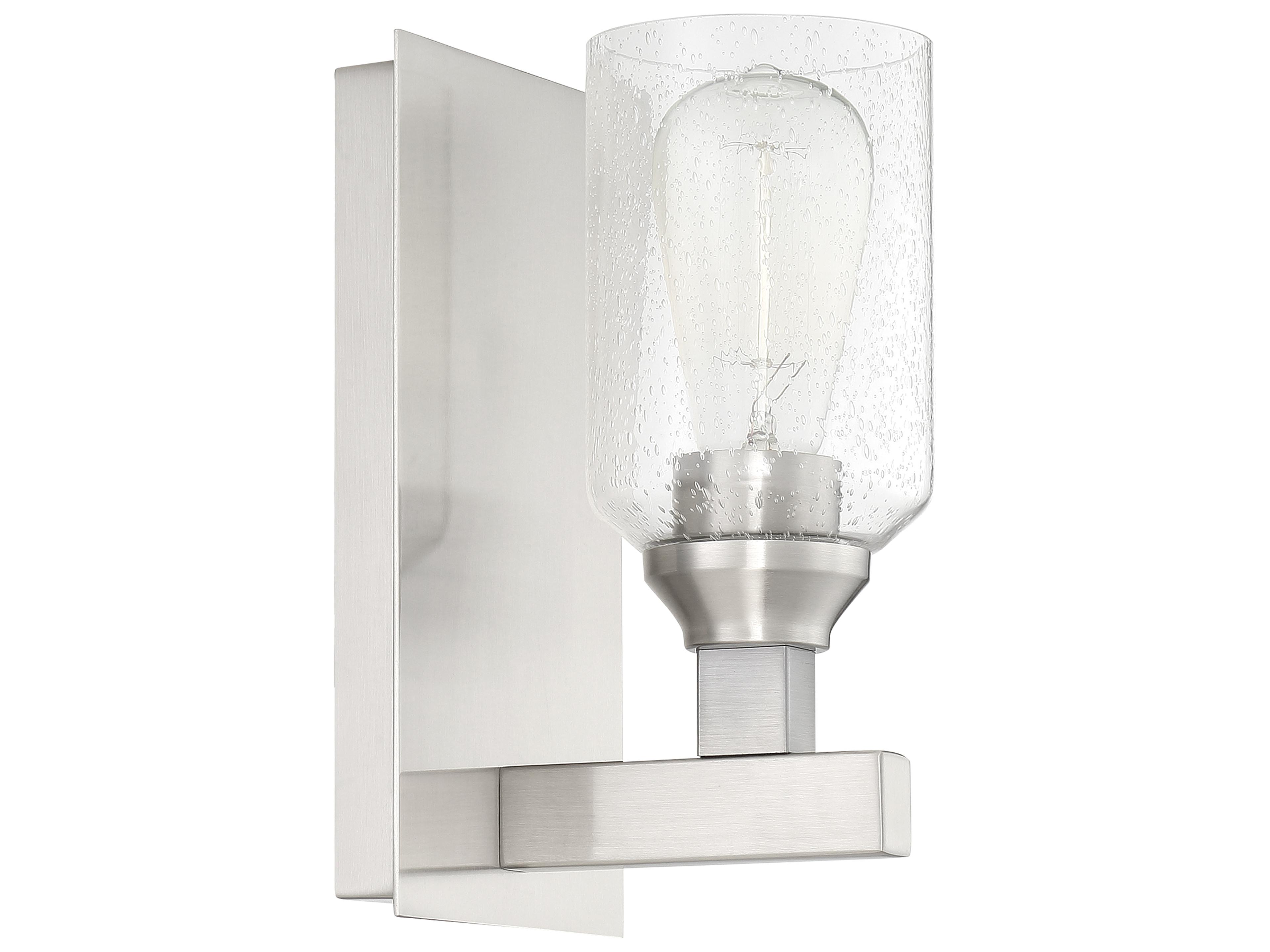 Chicago 1-Light Brushed Polished Nickel Glass Vanity Light