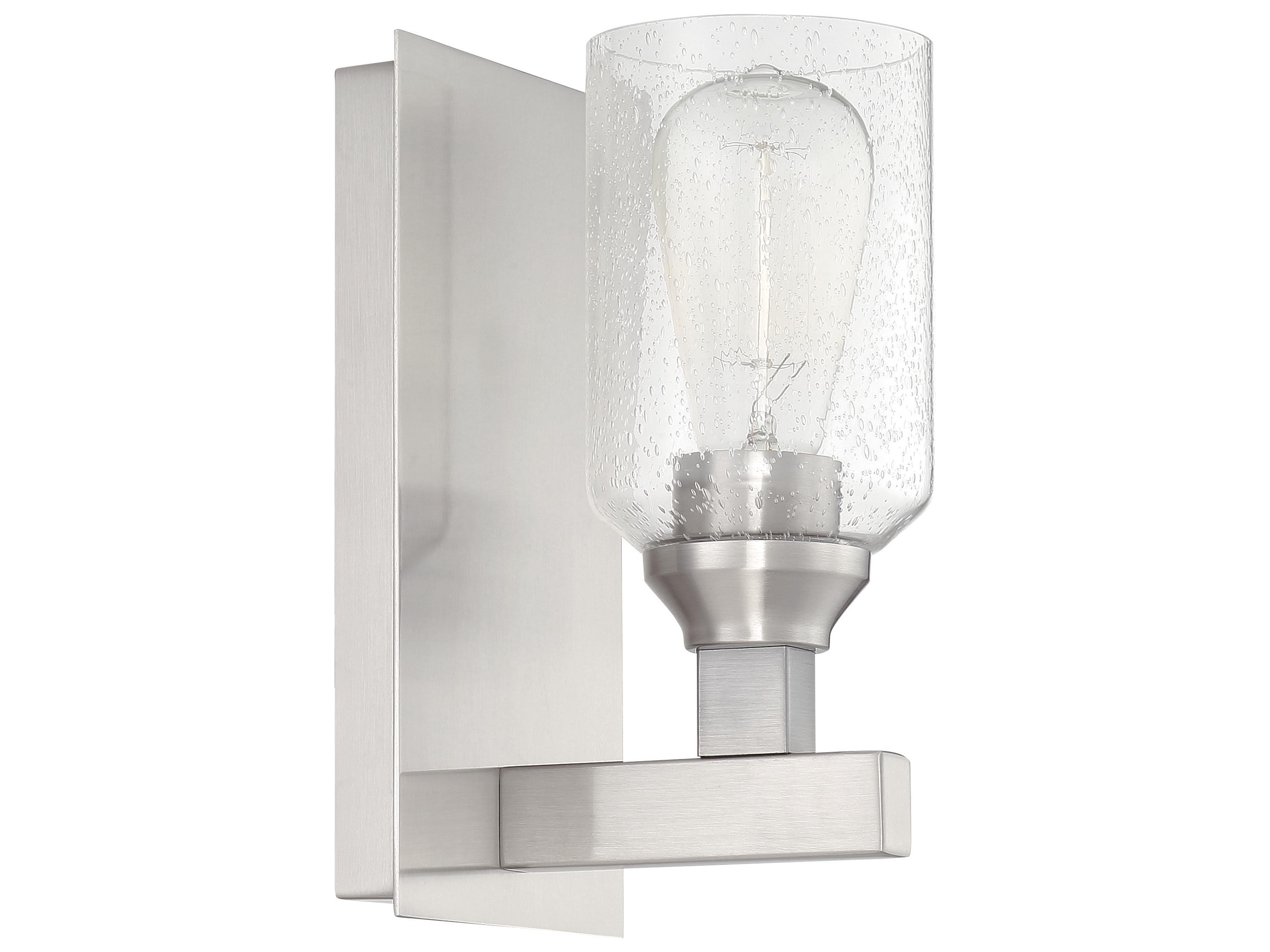 Craftmade Chicago 1-Light Brushed Polished Nickel Glass Vanity Light