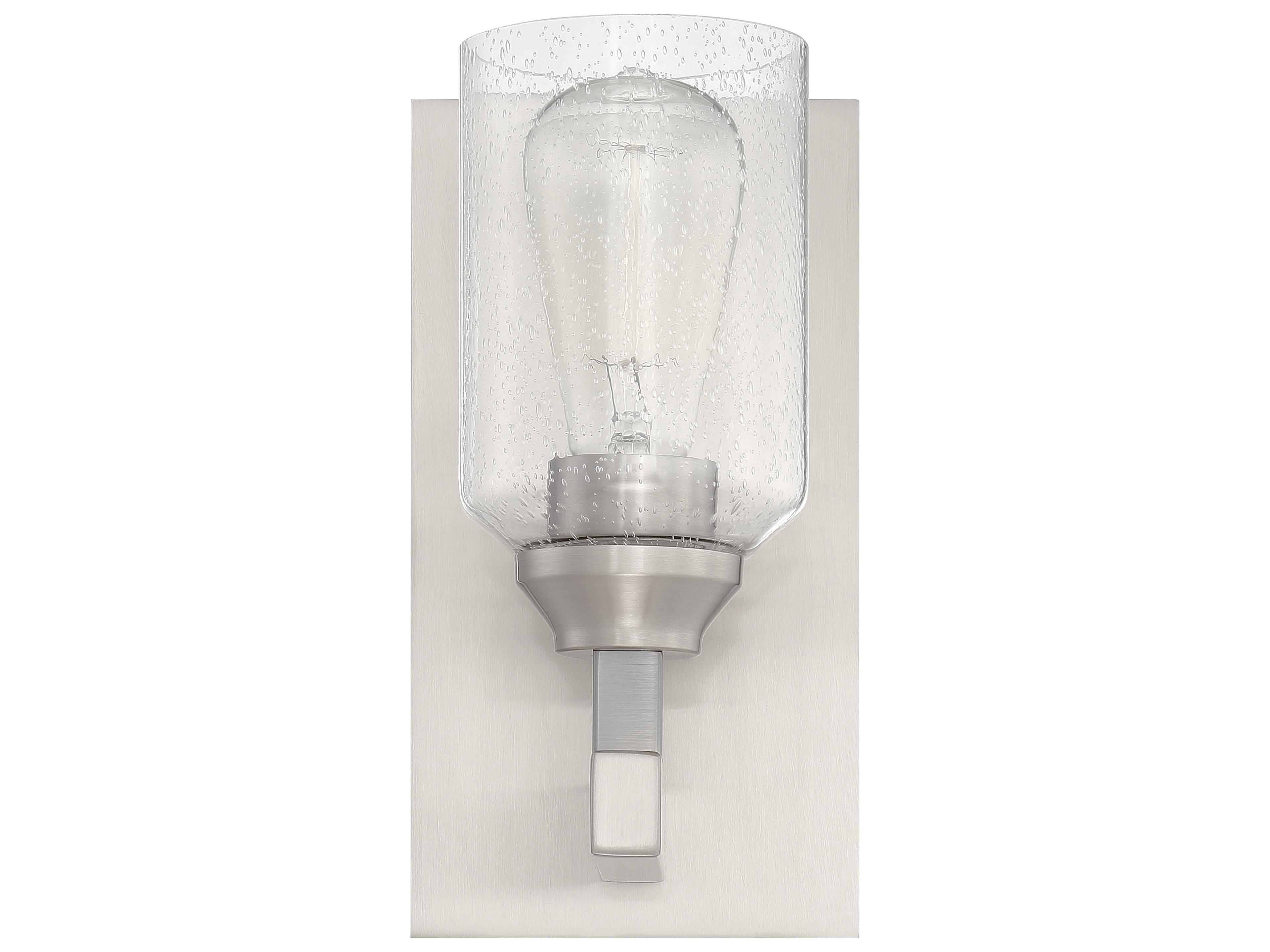 Craftmade Chicago 1-Light Brushed Polished Nickel Glass Vanity Light